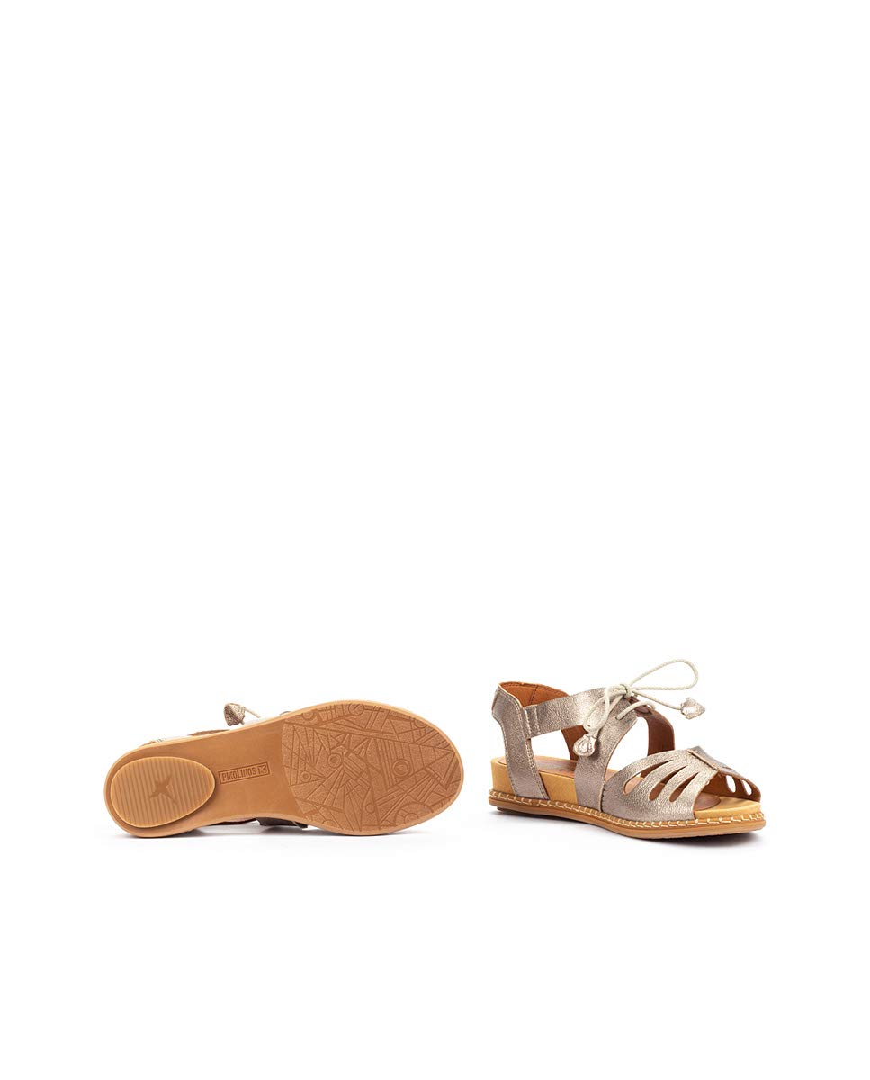 PIKOLINOS Women's Leather Flat Sandals - Marazul Stone Color | Comfortable & Stylish for Beach, Vacation & Casual Wear