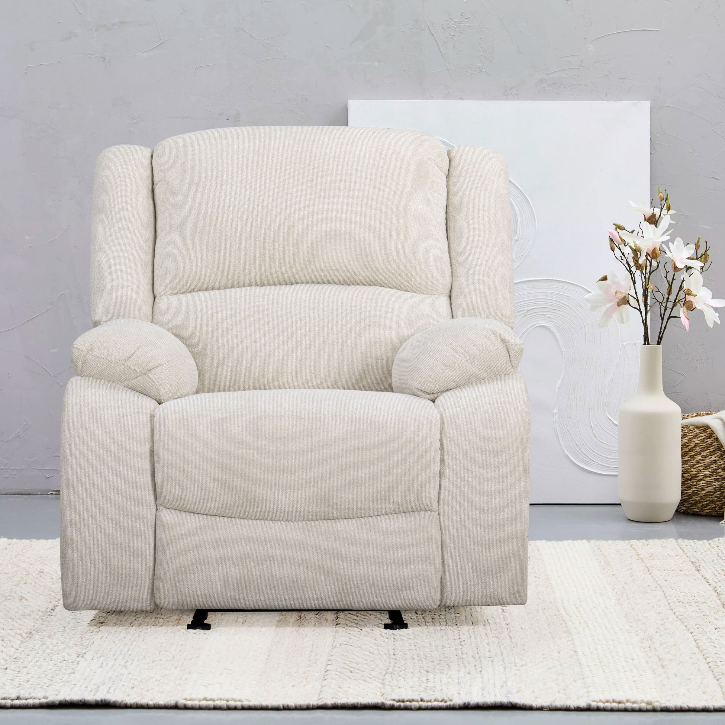 Roundhill Furniture Blitz Transitional Manual Recliner Chair - Comfortable Living Room Reclining Armchair for Relaxing, Reading & Watching TV