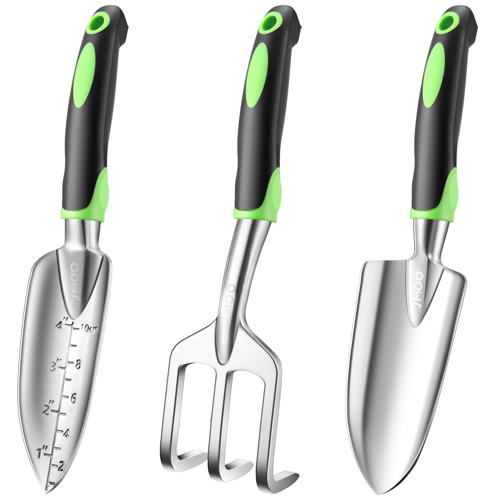 3-Piece Garden Tool Set with Non-Slip Ergonomic Handles - Lightweight Rust-Proof Aluminum Alloy Gardening Tools for Men & Women - Perfect for Planting, Weeding & Landscaping