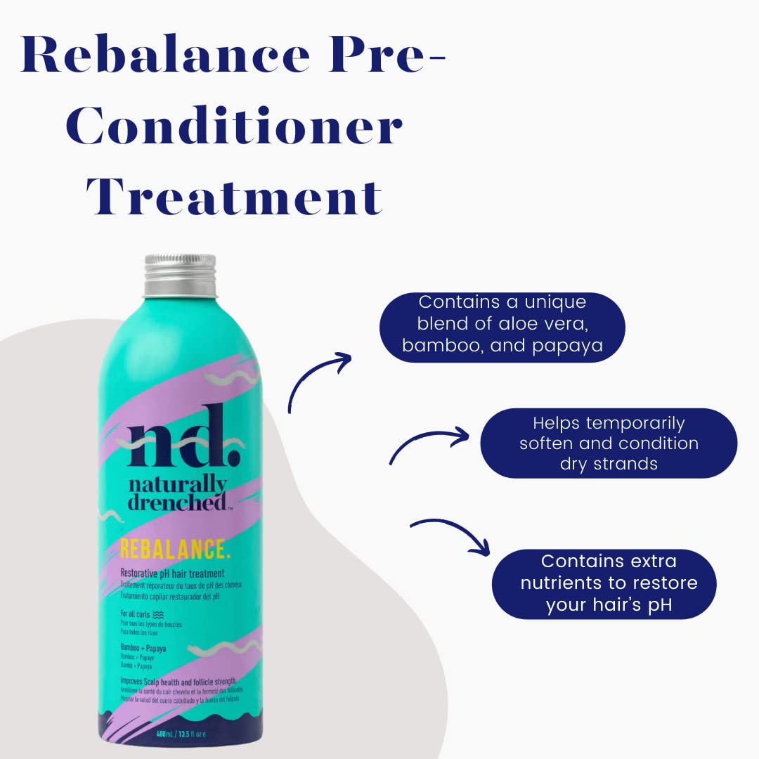 Rebalance Pre-Conditioner Hair Treatment | Moisture Restoring Hair Masque | Scalp Massager for Hair Growth | Perfect for Dry, Damaged Hair & Relaxing Spa Days