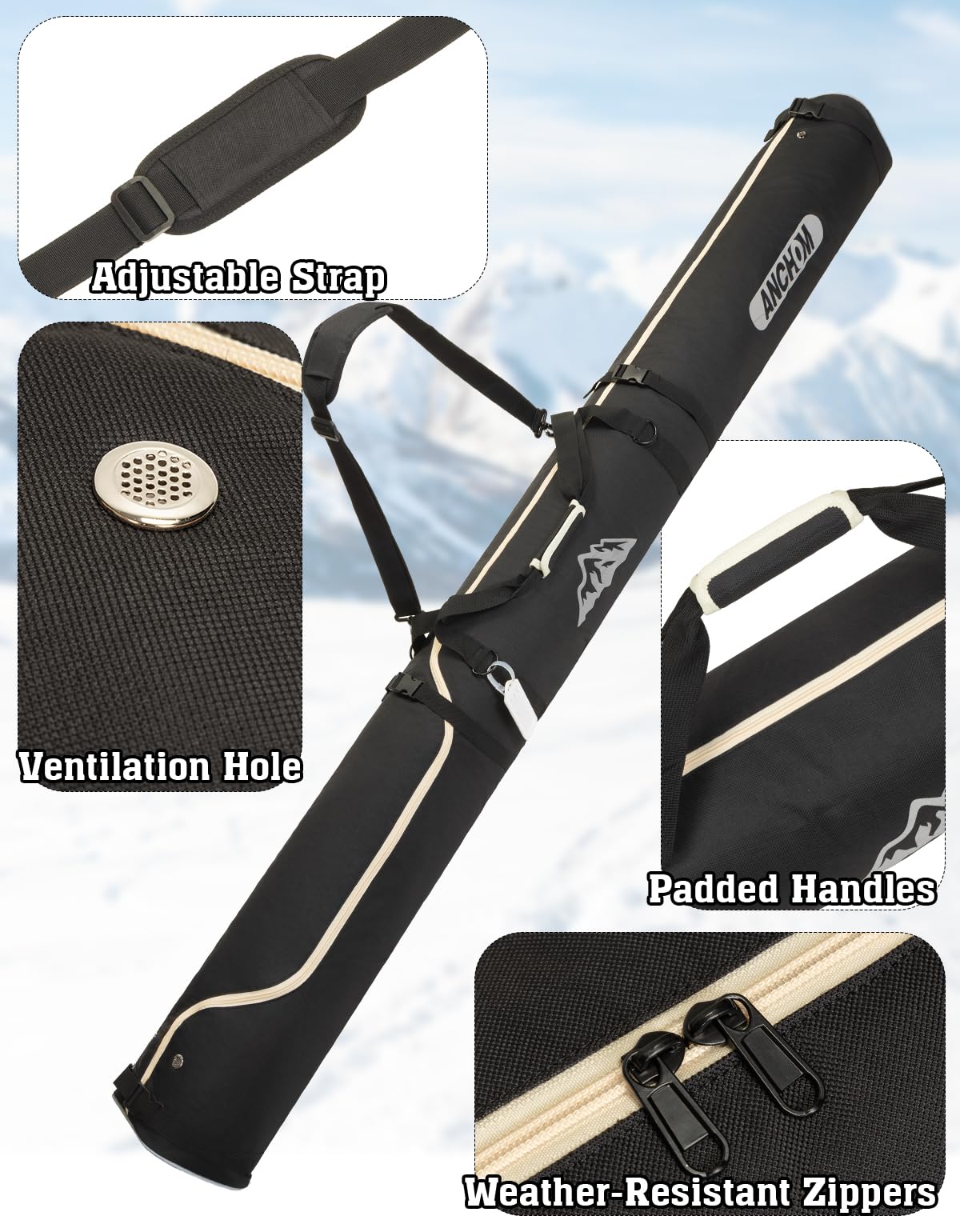 **Padded Ski and Snowboard Boot Bag Combo - 25L Waterproof Ski Bag Fits Skis Up to 200cm - Perfect for Travel & Winter Sports Gear Storage**