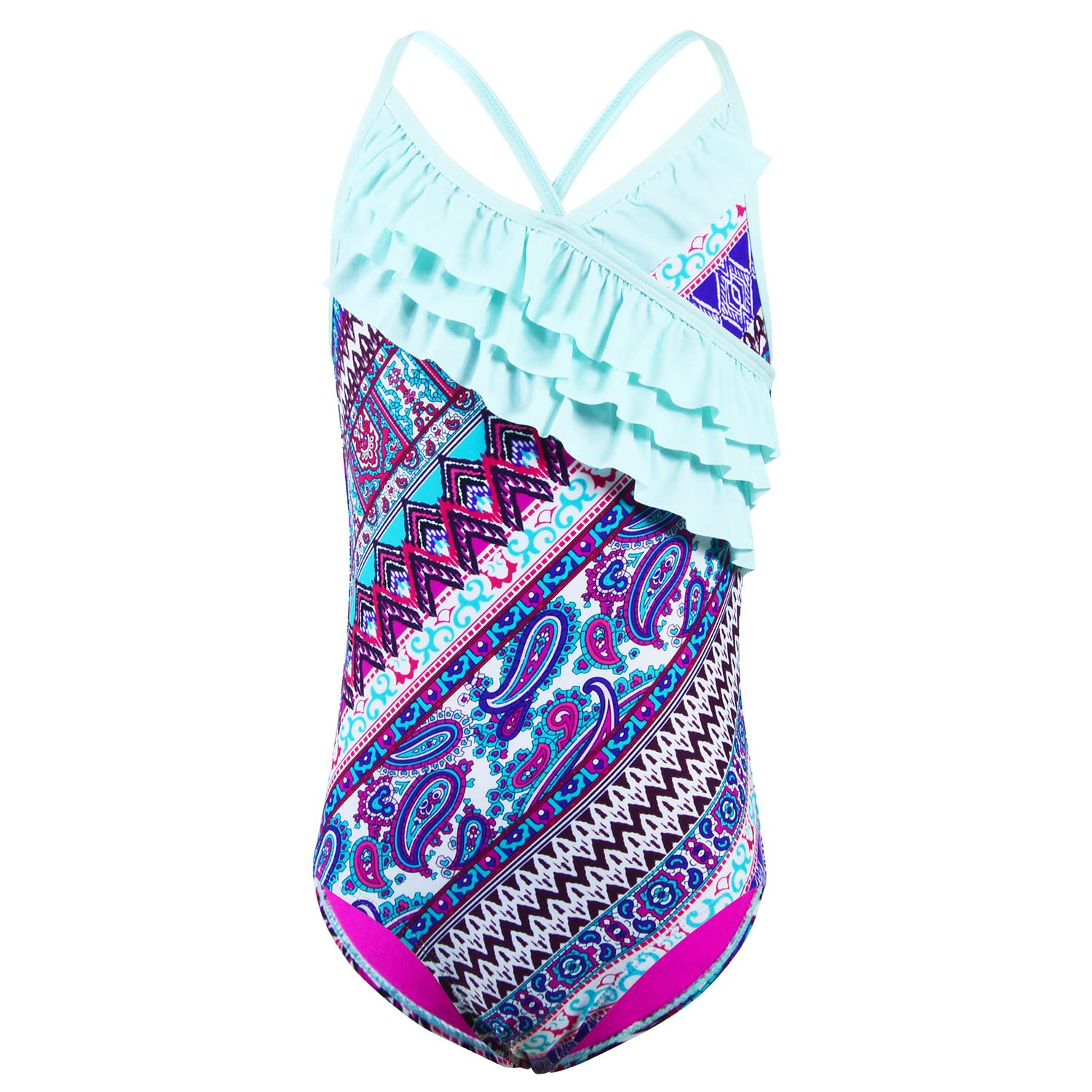 **Kauego Girls One Piece Swimsuits – Hawaiian Ruffle Swimwear for Beach & Pool – Cute Bathing Suits for Summer Vacation & Water Play**