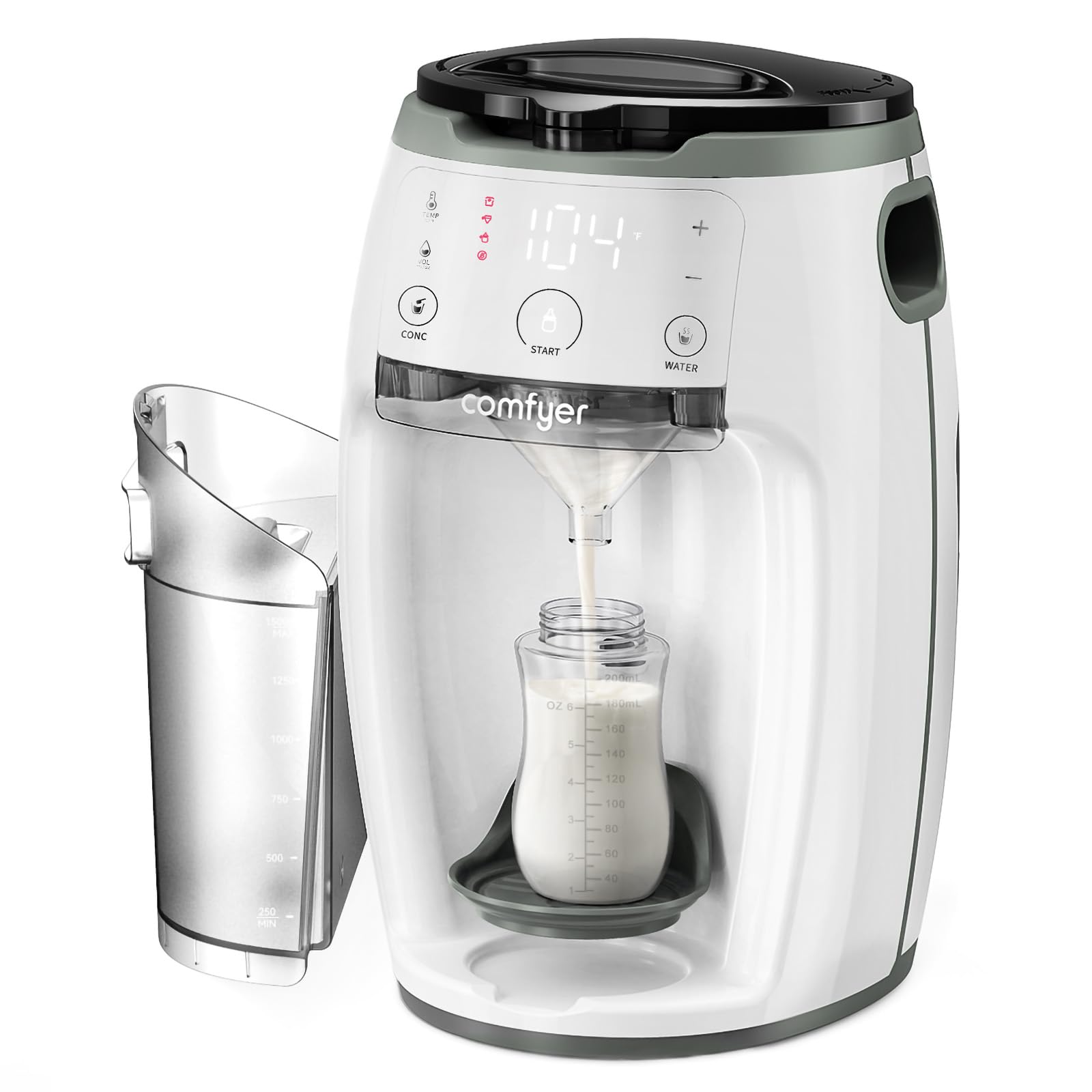 Comfyer Instant Formula Maker - Automatic Baby Formula Dispenser Machine with Precise Temperature Control, Customizable Settings for All Bottle & Formula Brands (White) - Perfect for Busy Parents, Night Feedings & On-the-Go Use