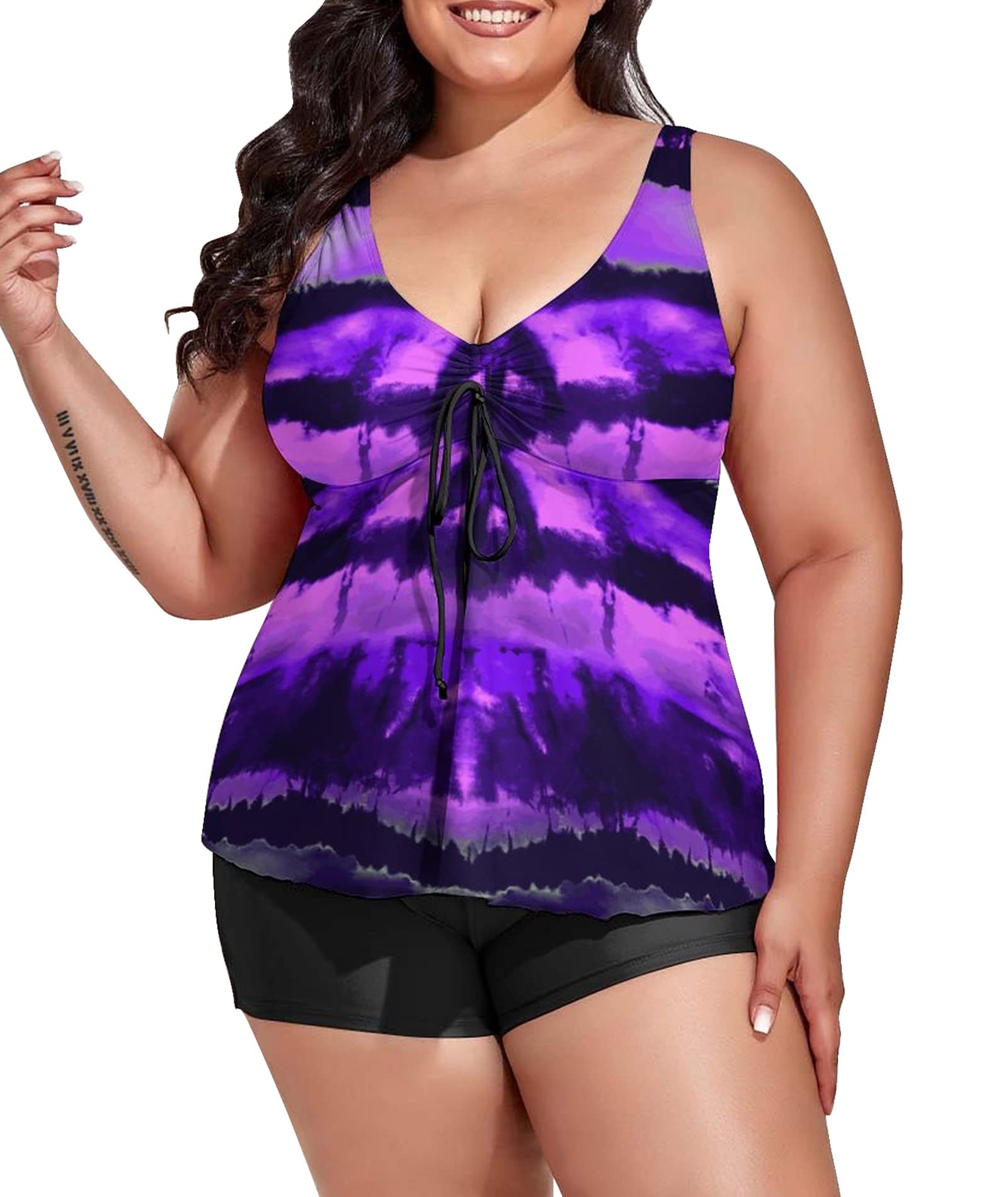 Wolddress Women's Plus Size Tankini Swimsuit 2-Piece Set - Tummy Control Bathing Suit with Boyshorts for Beach, Pool & Vacation | Flattering Swimwear for Curvy Women