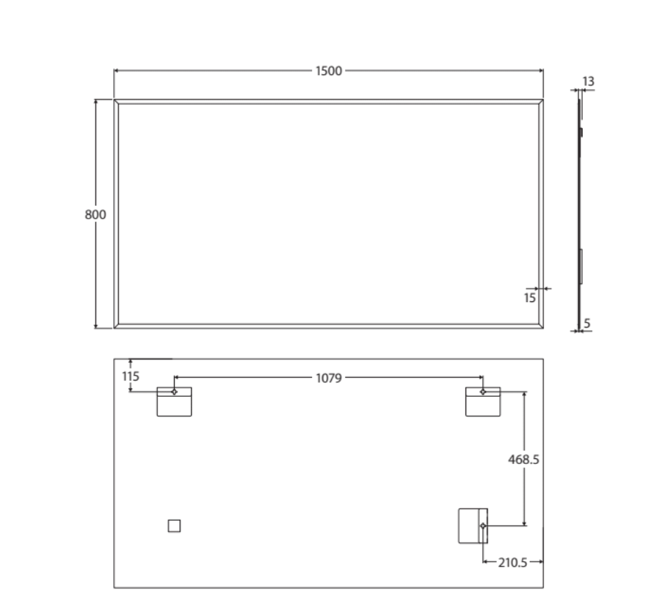 Fienza BEM 15080 Bevel Edge Rectangular Mirror 59