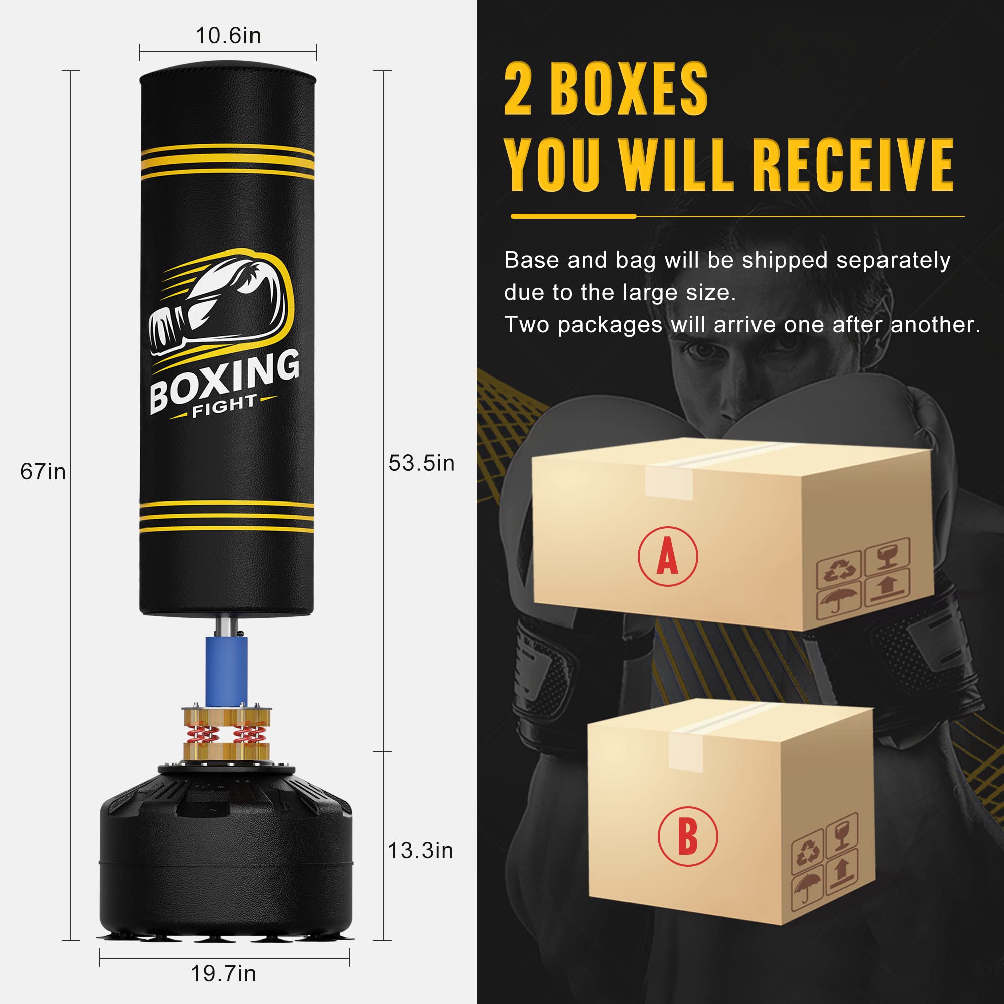 Elevens Freestanding Punching Bag - Heavy Duty Boxing Training Equipment for Adults & Kids - Perfect for Home Gym, Martial Arts, and Fitness Workouts