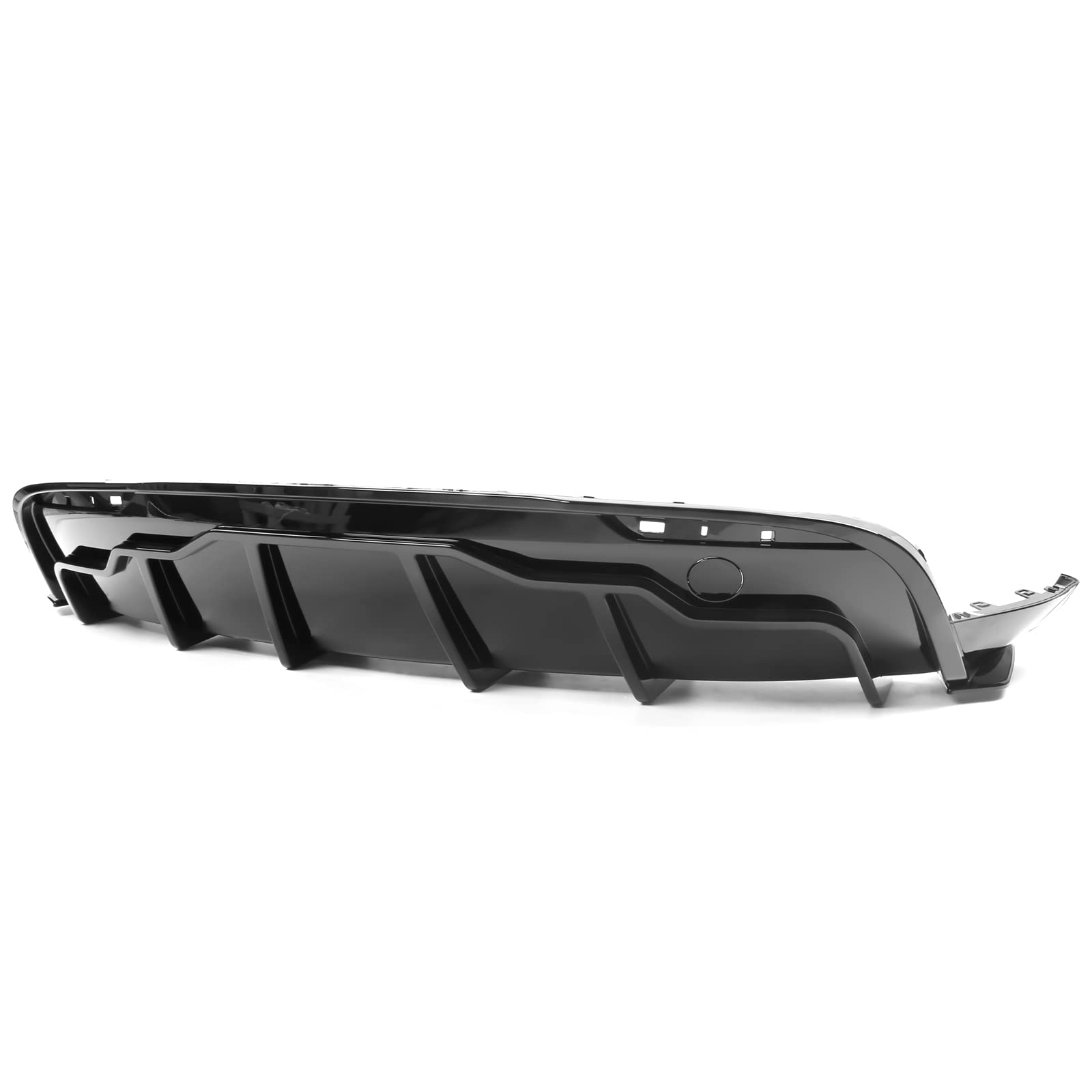 IKON MOTORSPORTS Rear Diffuser for Tesla Model Y 2020-2024 - Gloss Black PP Bumper Lip Shark Fin Splitter Replacement (3PC) | Enhanced Aerodynamics & Sporty Styling | Perfect for Car Enthusiasts & Performance Upgrades