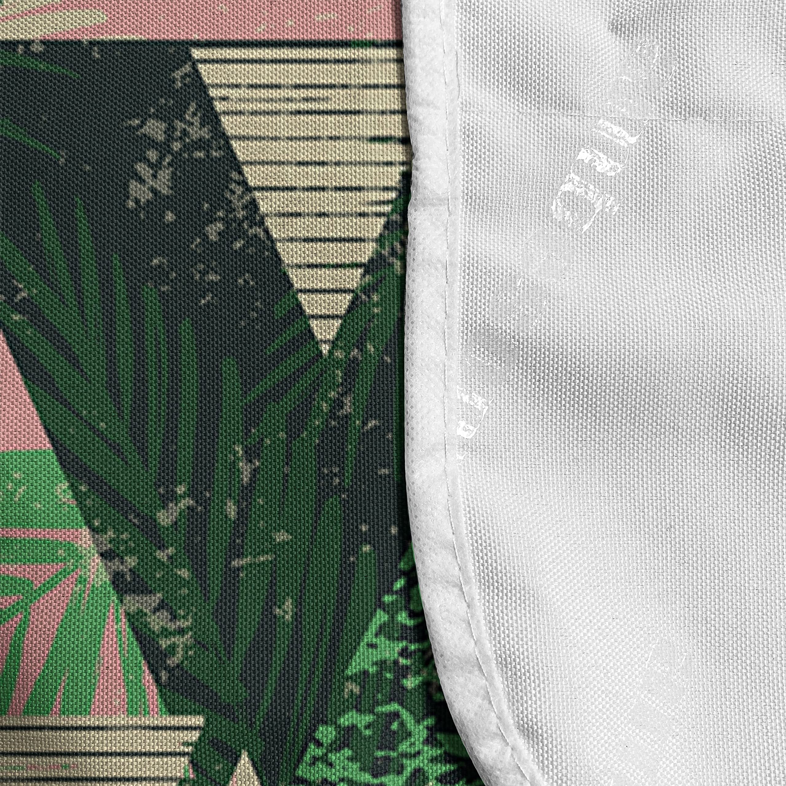 Ambesonne Waterproof Microwave Cover with Pockets - Grunge Triangles, Murky Leaves & Stripes Design - 36