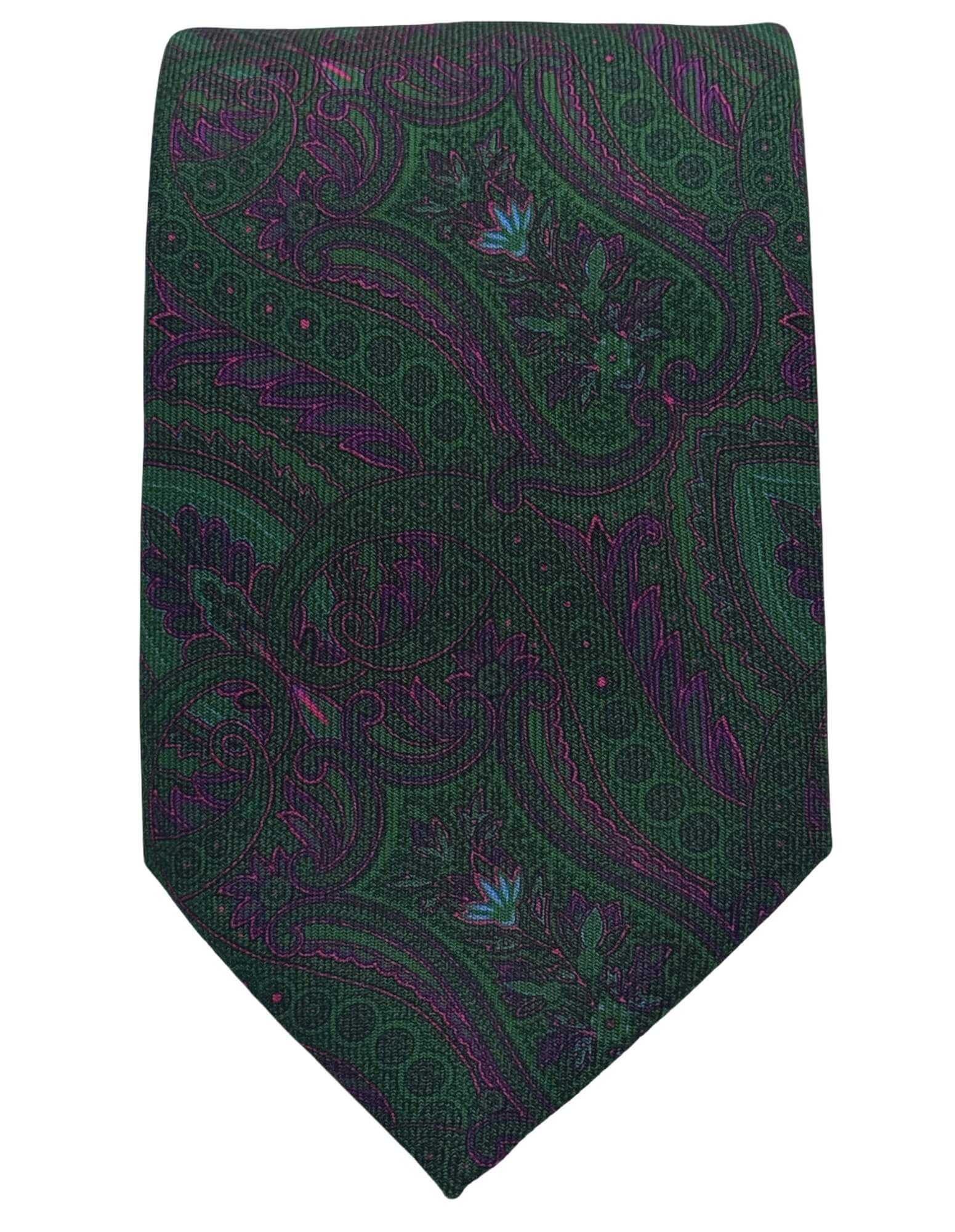 DÉCLIC Wetherby Paisley Tie for Men - Stylish Green Silk Necktie - Perfect for Weddings, Business Meetings & Formal Occasions