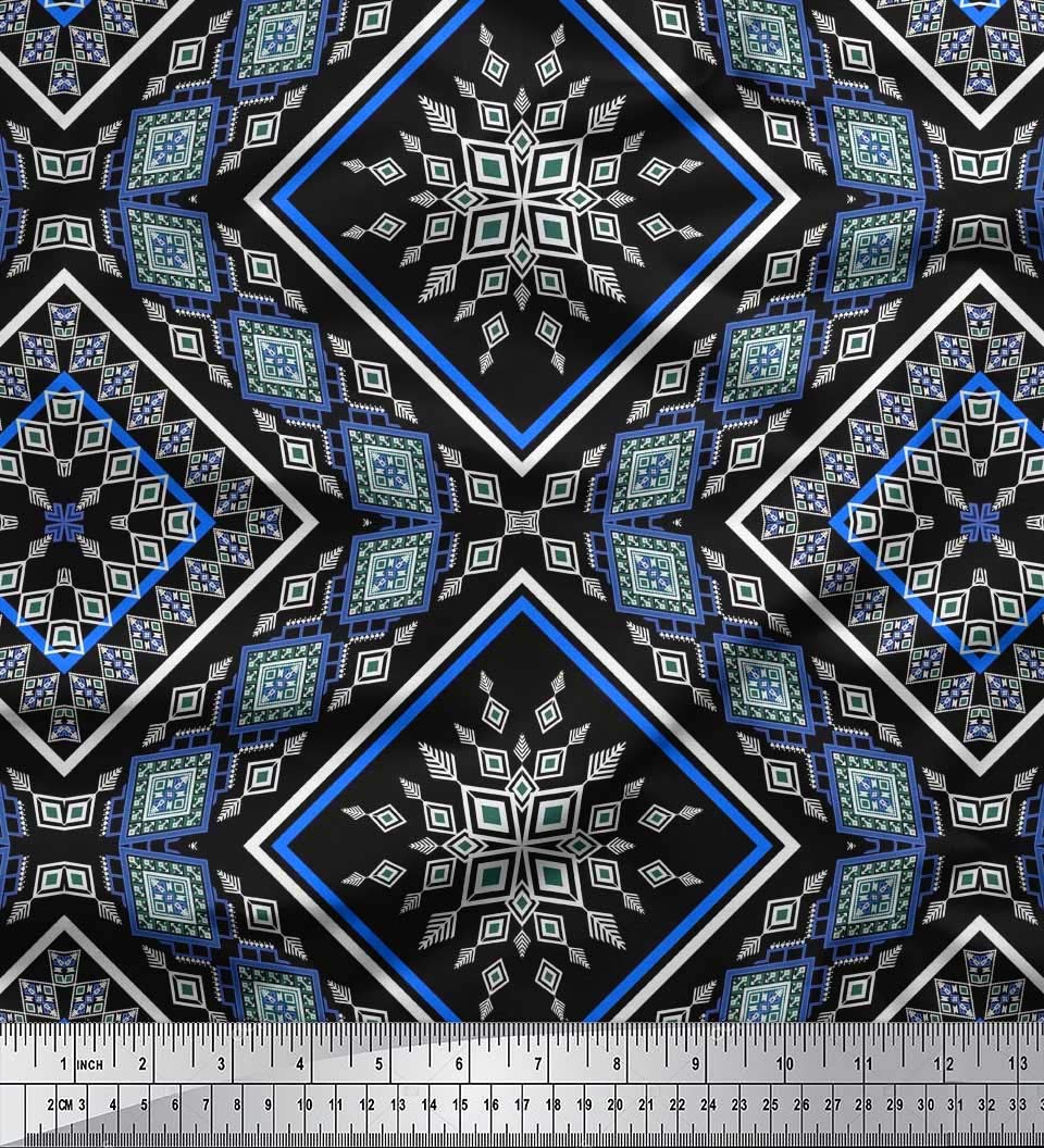 Soimoi Moss Georgette Brown Fabric by The Yard - 42 Inch Wide Aztec Kilim Style Printed Fabric with Tribal Trendy Patterns for Dresses, Curtains & Home Decor
