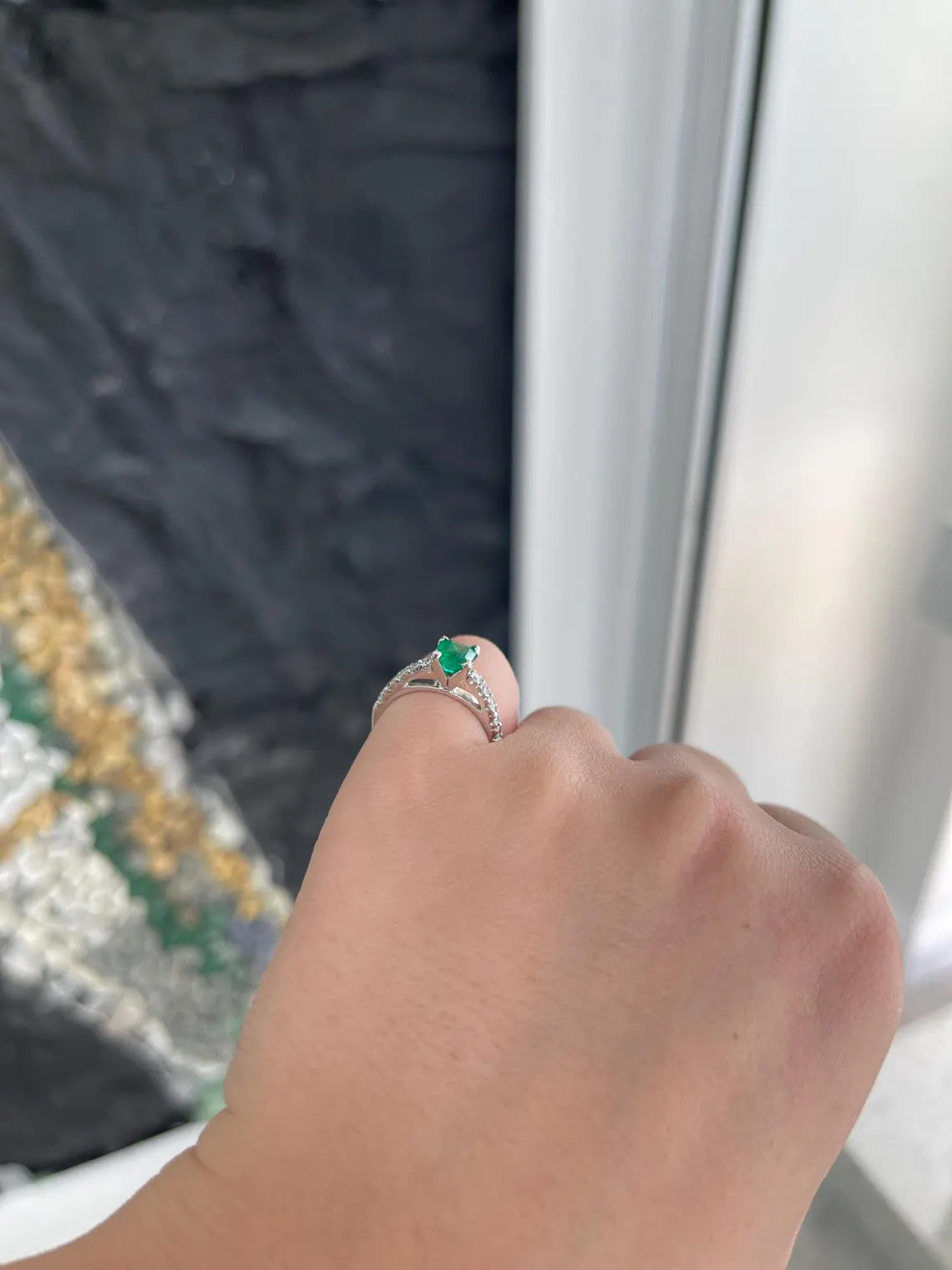 1.50tcw Rich Green Asscher Cut Emerald & Diamond Accent Engagement Ring for Women - Perfect for Proposals, Anniversaries & Special Occasions