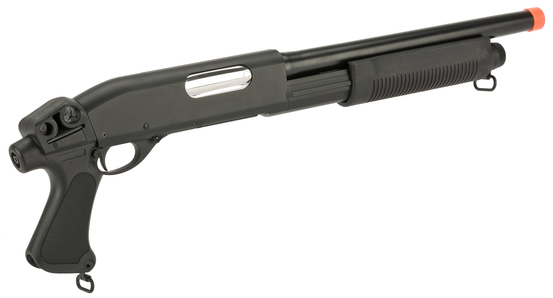 CYMA Standard Full Metal M870 3-Round Burst Airsoft Shotgun with Pistol Grip - Realistic Shell Loading for Tactical Training & Outdoor Airsoft Games (Model: CM350M)