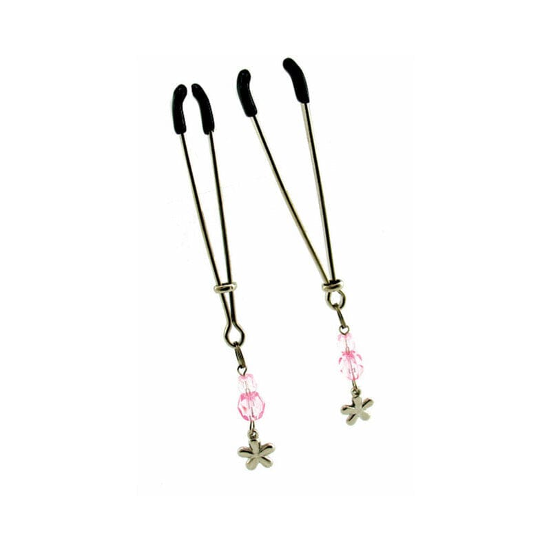 Sexy Pink Flower Nipple Clamps - Adjustable Tweezer Clamps for BDSM, Sensual Play & Couples Bonding - Perfect for Roleplay, Spice Up Your Sex Life & Intimate Moments