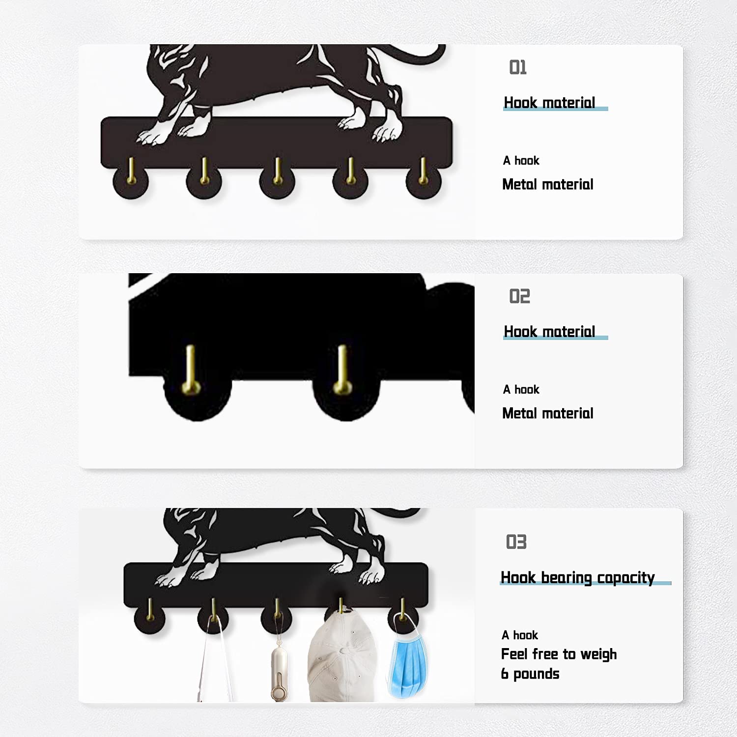 KingLive Dog Key Hook - Wall Mounted Adhesive Key Rack Organizer with Decorative Hanger for Entryway, Living Room, Hallway & Kitchen - Perfect for Home, Office & Apartment Organization
