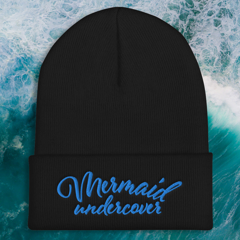 Mermaid and Mermen Embroidered Beanie Hat - Warm Winter Knit Cap with Unique Sea Creature Design - Perfect for Cosplay, Fantasy Lovers, and Cold Weather Fashion