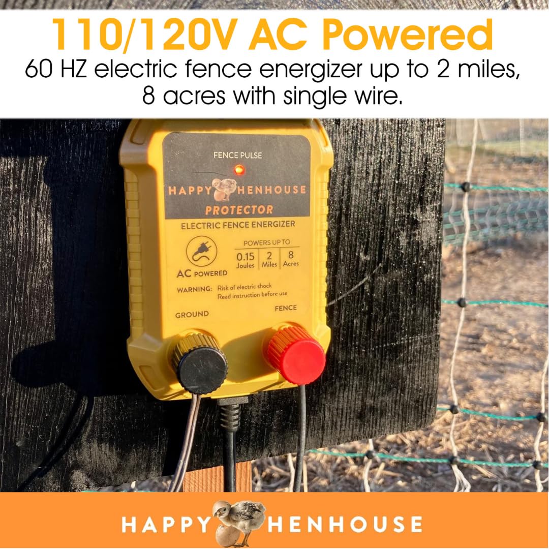 110V AC Electric Fence Charger - High Power Plug-in Energizer for Poultry, Livestock & Garden Security - Works with Electric Fence Wire & Netting - Ideal for Farm, Ranch and Backyard Animal Protection