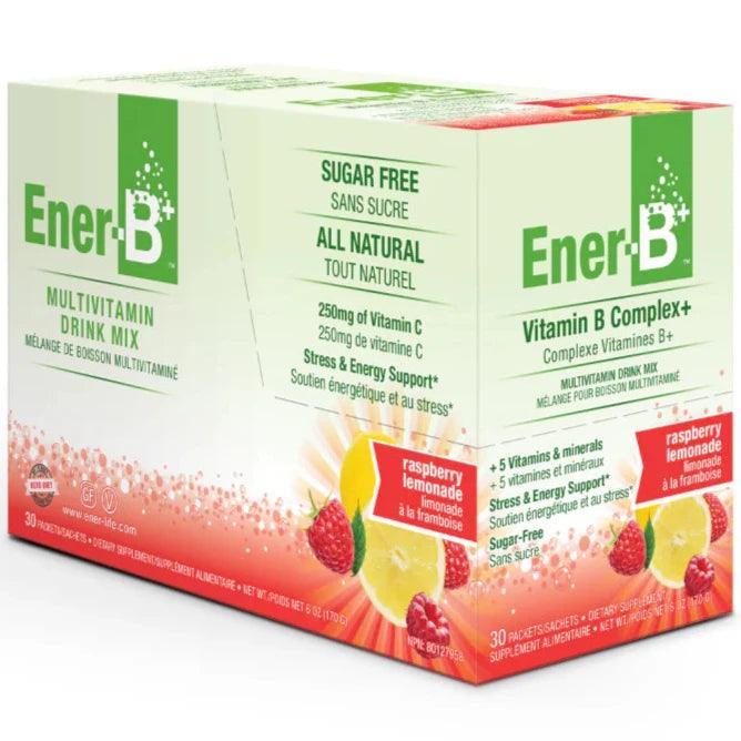 Ener Life Ener B Vitamin B Complex Multivitamin Drink Mix - 30 Packets Raspberry Lemonade Flavor - Energy Booster for Workouts, Focus & Daily Wellness
