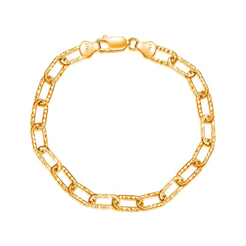 Paperclip Chain Anklet-5.2mm Yellow Gold