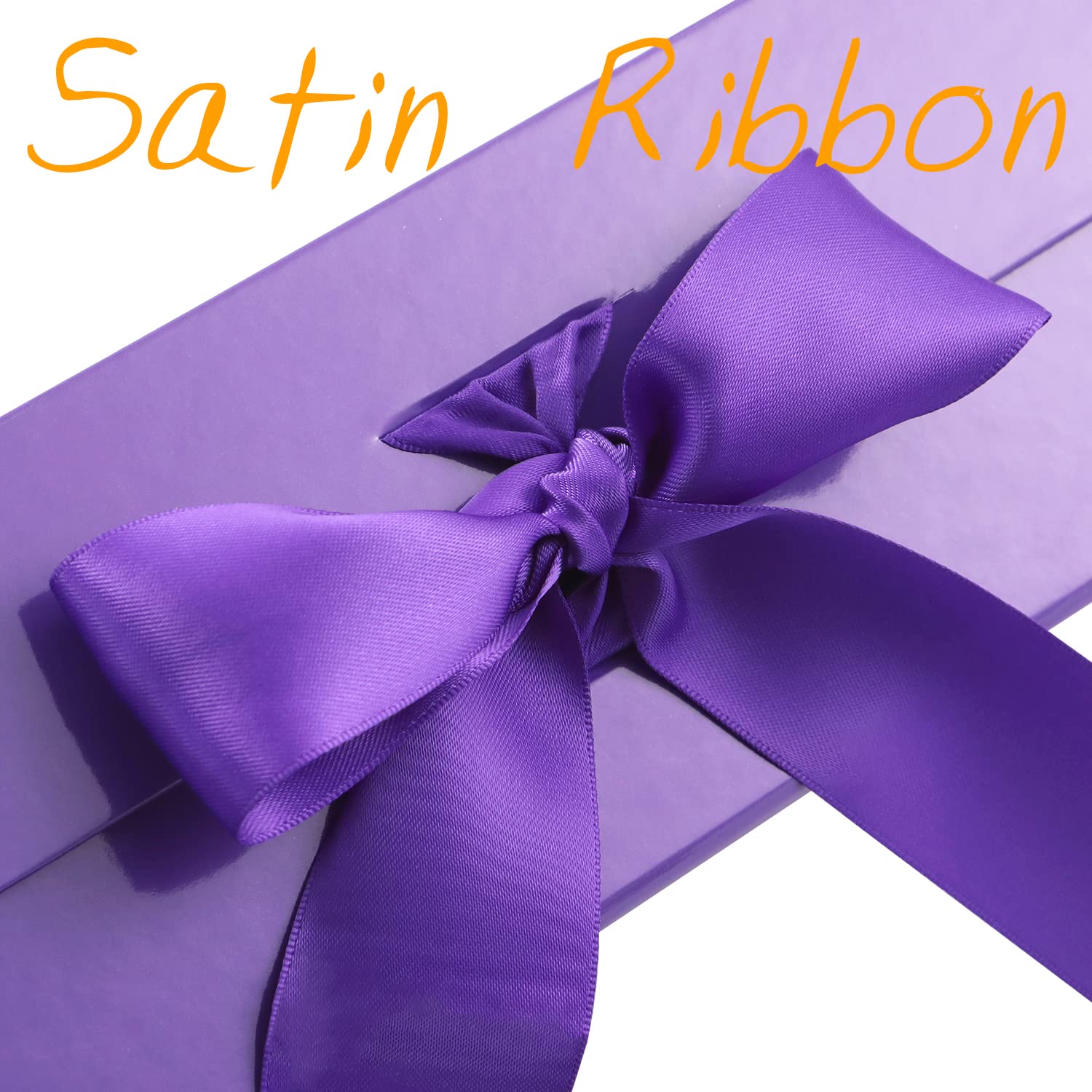 Premium 13x9.7x3.4 Inch Large Purple Magnetic Gift Box with Lid & Ribbon - Elegant Bridesmaid Proposal Box, Easter Present Packaging, Party Favor Container (Glossy Purple) - Perfect for Wedding Accessories, Birthday Gifts & Special Occasions