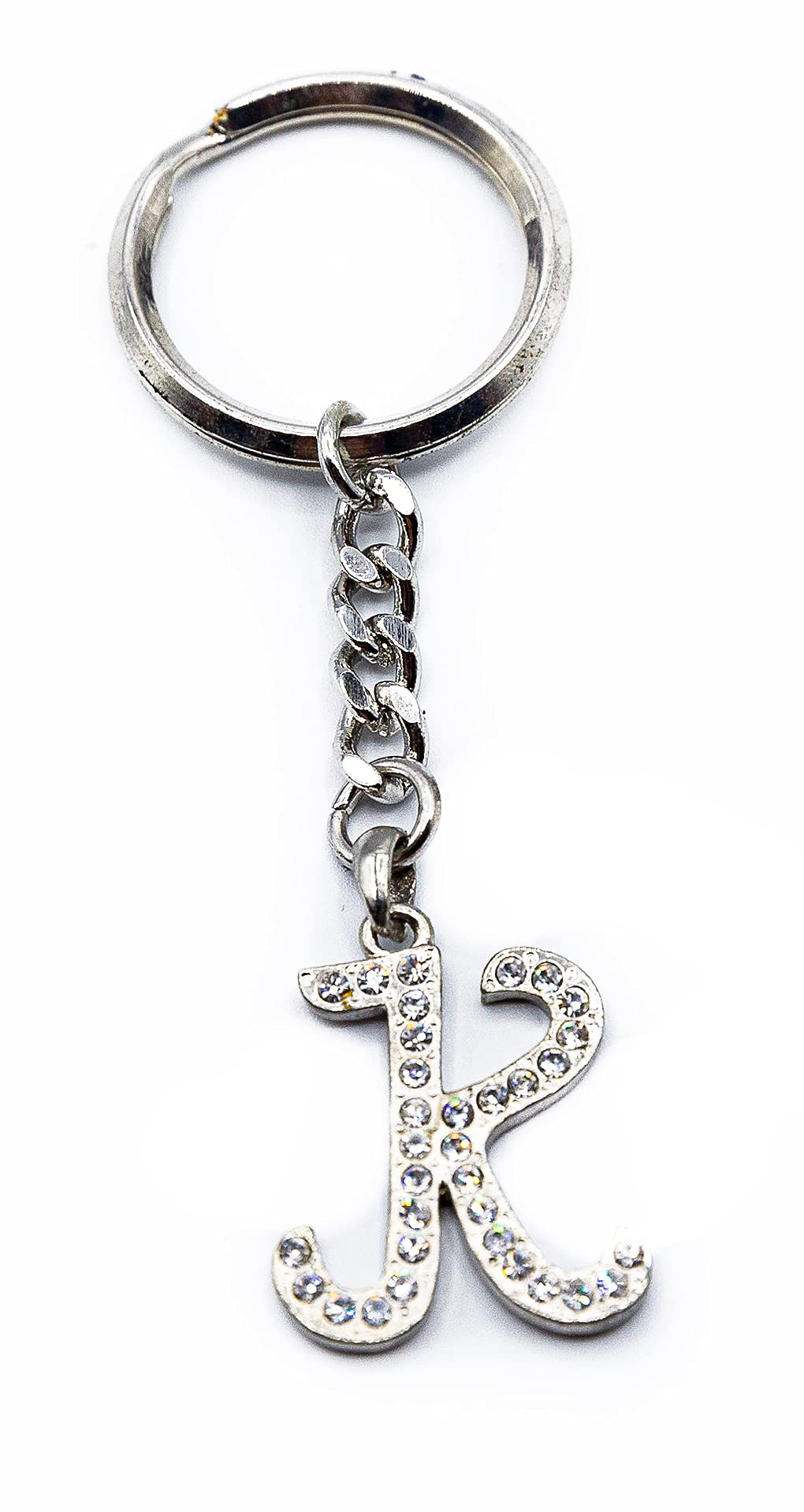 Swarovski Crystal Letter T Keychain - Elegant Chrome Plated Gift for Women