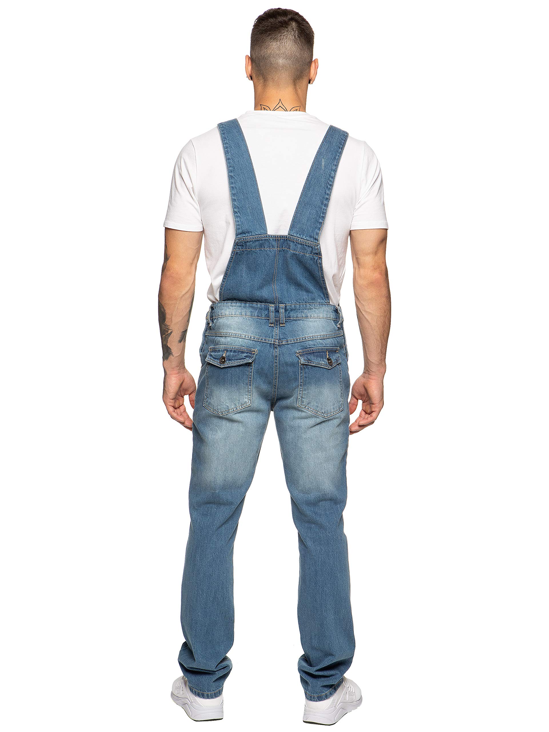 ENZO Men's Denim Overalls - Blue & Black Workwear Dungarees, Casual Jeans for Men (Waist Sizes 30-50) | Perfect for Work, Outdoor Activities & Everyday Fashion