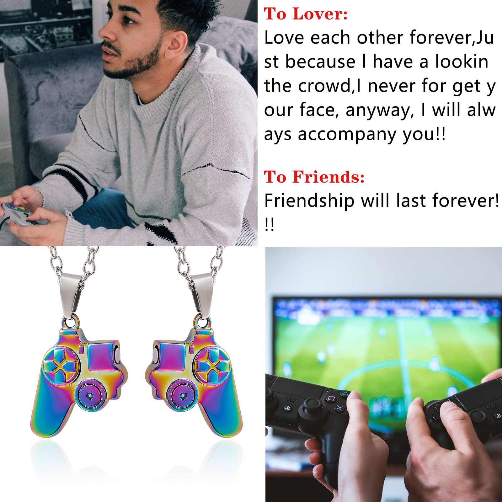 Ornaland Magnetic Game Controller Necklace for Couples - Best Friend, Friendship, Sister, Brother Jewelry - Perfect Gift for Gamers & Couples on Special Occasions