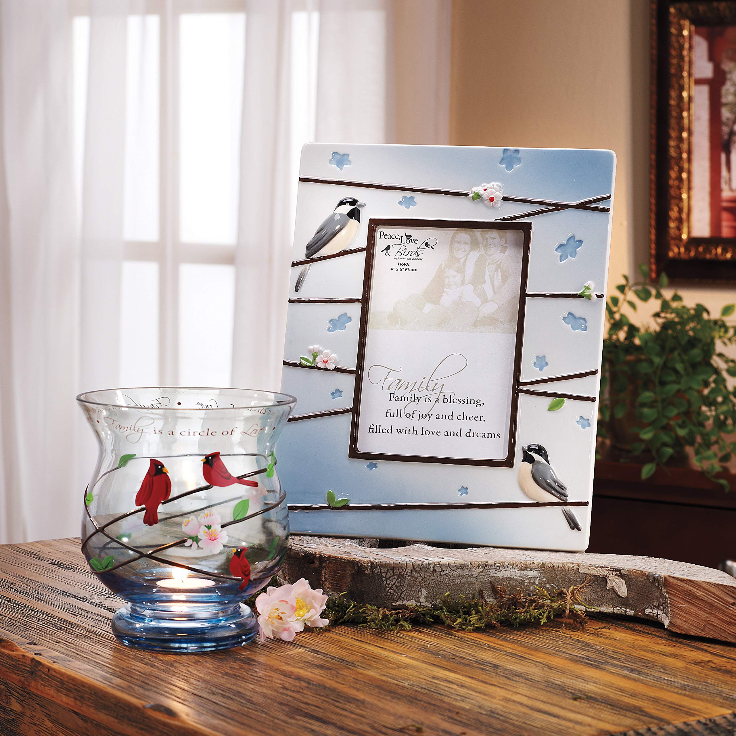 Pavilion Gift Company - Peace, Love & Birds - 8x10 Inch Picture Frame with Songbird Design - Perfect for Home Decor, Wall Art & Gift Giving