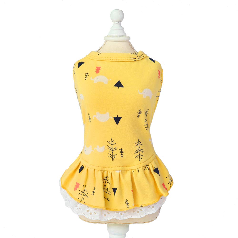 Adorable Cartoon Princess Dog Dress - Puppy Tutu Skirt & Vest Set for Small Dogs (Yellow) - Perfect for Daily Wear, Birthday Parties & Photo Shoots