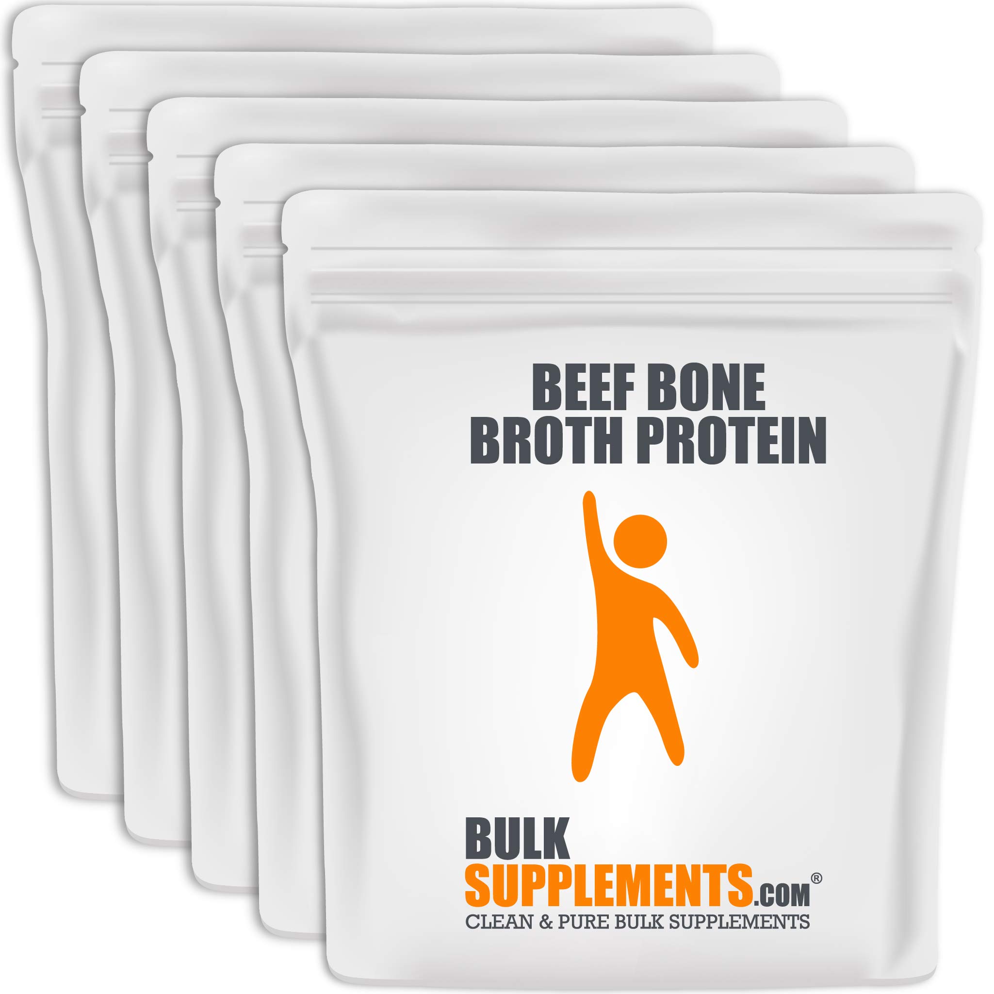 BulkSupplements Beef Bone Broth Protein Powder - Grass-Fed Bovine Collagen Protein, Lactose Free & Gluten Free, 22g Protein per Serving, 5kg (11 lbs) Pack of 5 - Supports Gut Health, Joint Recovery & Keto Diet
