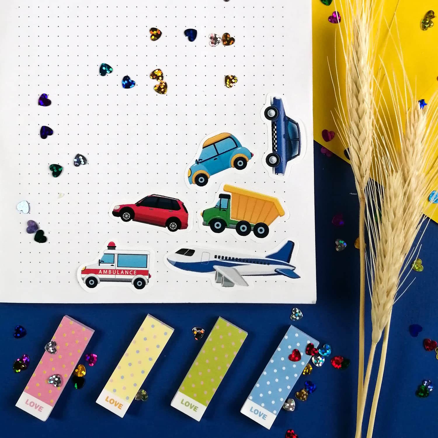 BulbaCraft Truck Stickers - Construction Vehicle Decals for Kids - Waterproof & Durable Train, Airplane, Tractor, Boat, Fire Truck and Race Car Stickers - Perfect for Laptops, Water Bottles, Helmets & Car Windows