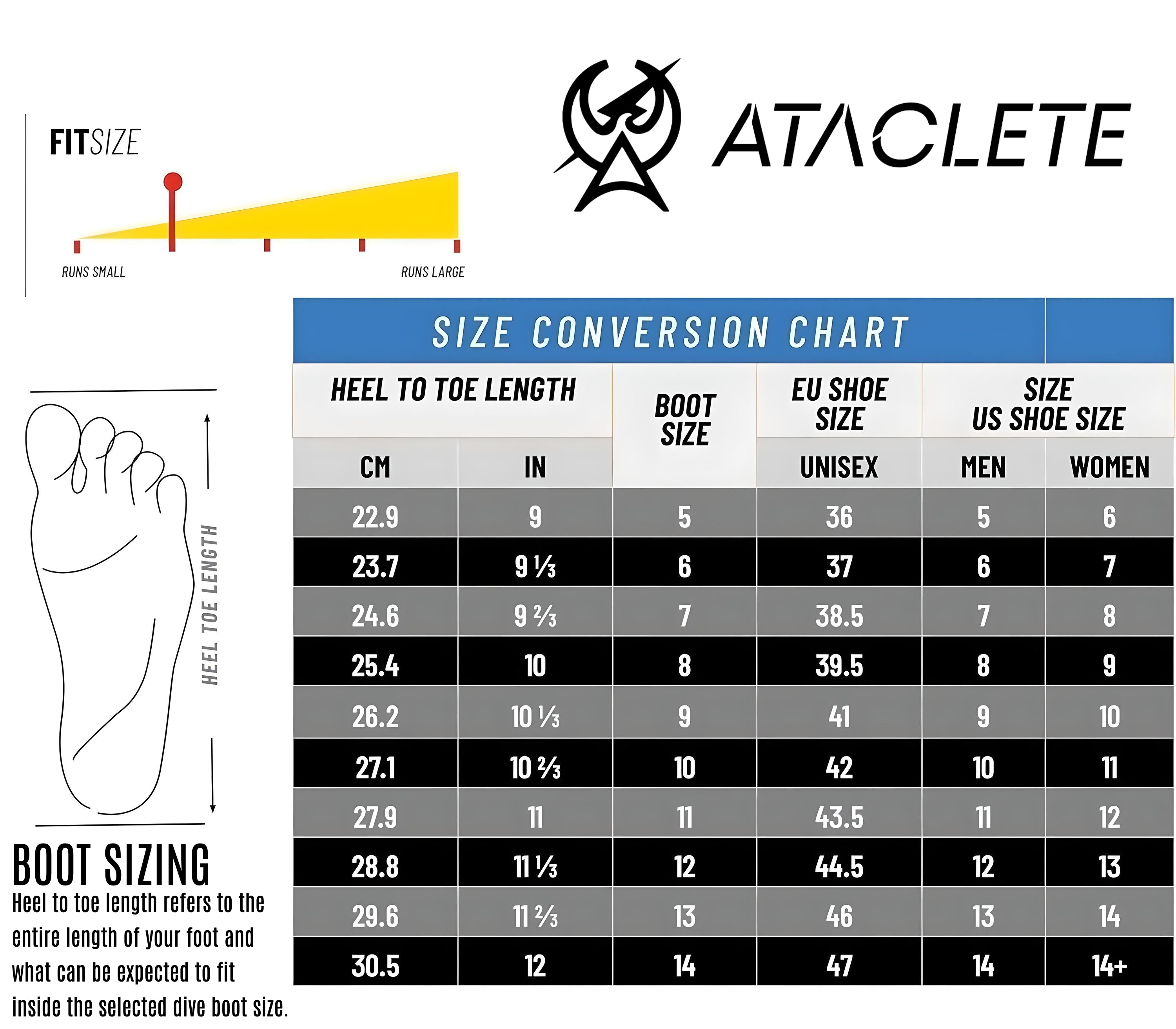 ATACLETE 3mm Neoprene Dive Boots for Men & Women - Warm Waterproof Scuba Diving Shoes with Non-Slip Sole - Perfect for Snorkeling, Surfing, Kayaking and Water Sports