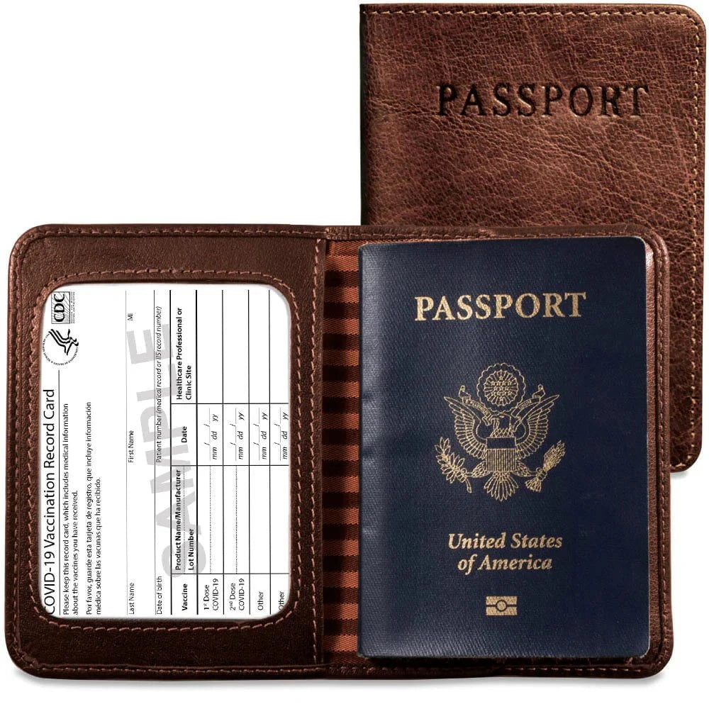 Premium Leather Passport Holder - RFID Blocking Travel Wallet for Men & Women - Secure & Stylish Passport Cover for International Travel & Business Trips