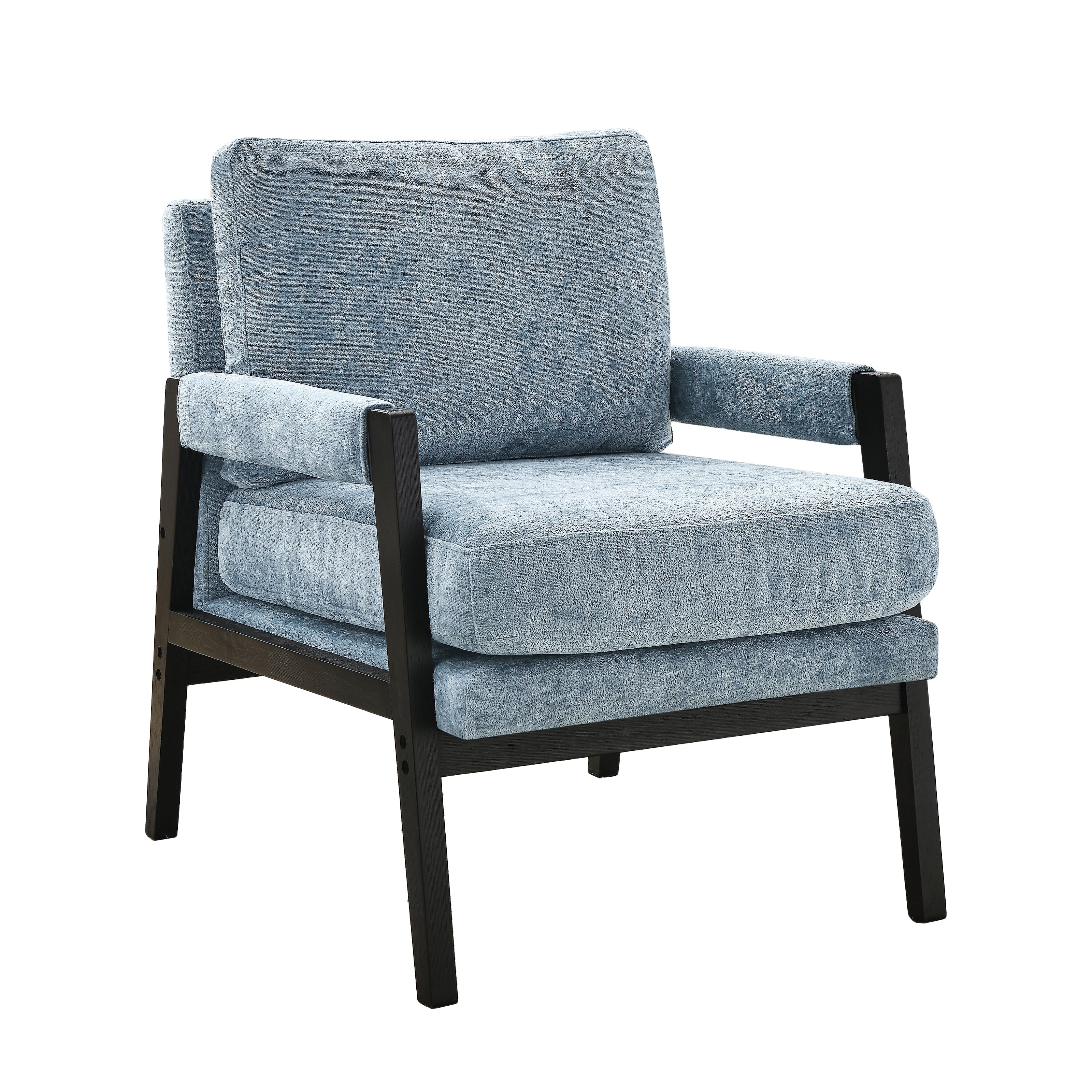 Roundhill Furniture Kelly Mid Century Modern Chenille Upholstered Accent Armchair - Stylish Living Room Chair for Home Office, Lounge & Reading Nook