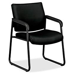HON Guest Chair - Ergonomic Office Chair with Padded Fixed Arms, Black (HVL443) - Perfect for Reception Areas, Conference Rooms & Home Offices
