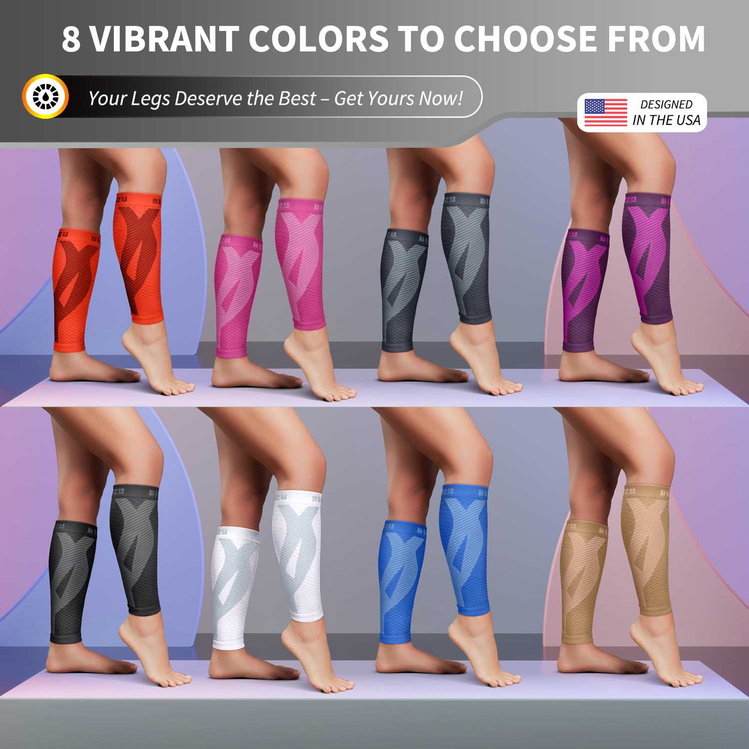 BLITZU Calf Compression Sleeve for Men & Women - Footless Compression Socks for Running, Shin Splints Pain Relief & Leg Support - Ideal for Runners, Athletes & Workout Recovery