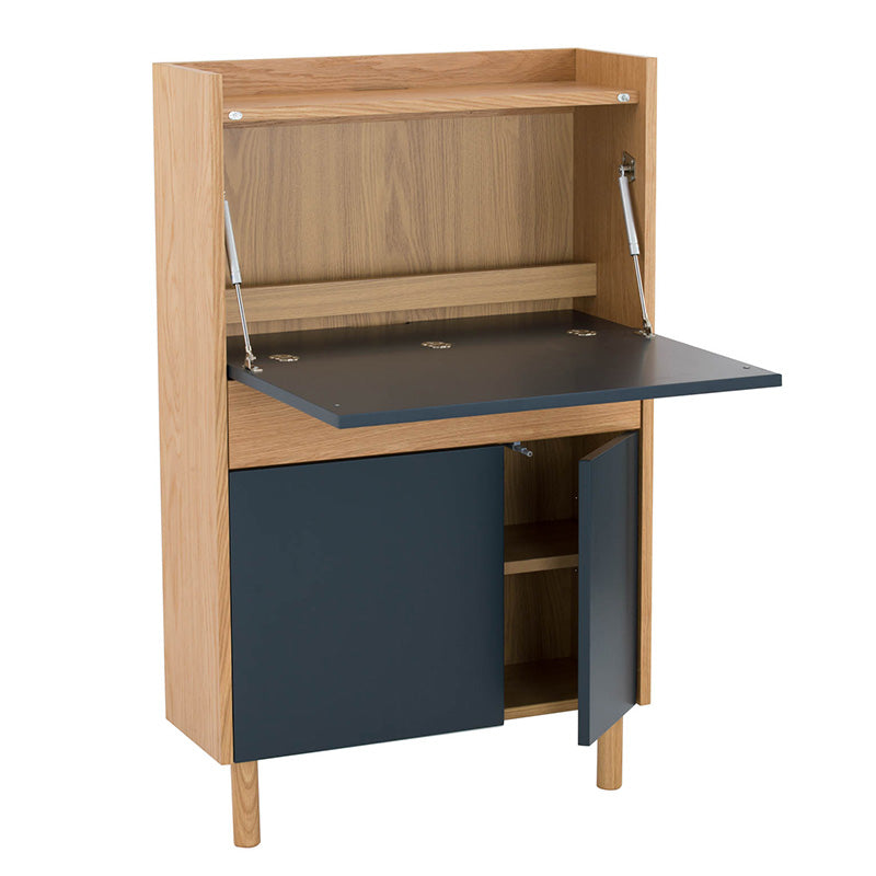 BARTON 71cm Study Desk in Blue & Natural - Perfect for Home Office, Dorm Room, and Small Spaces