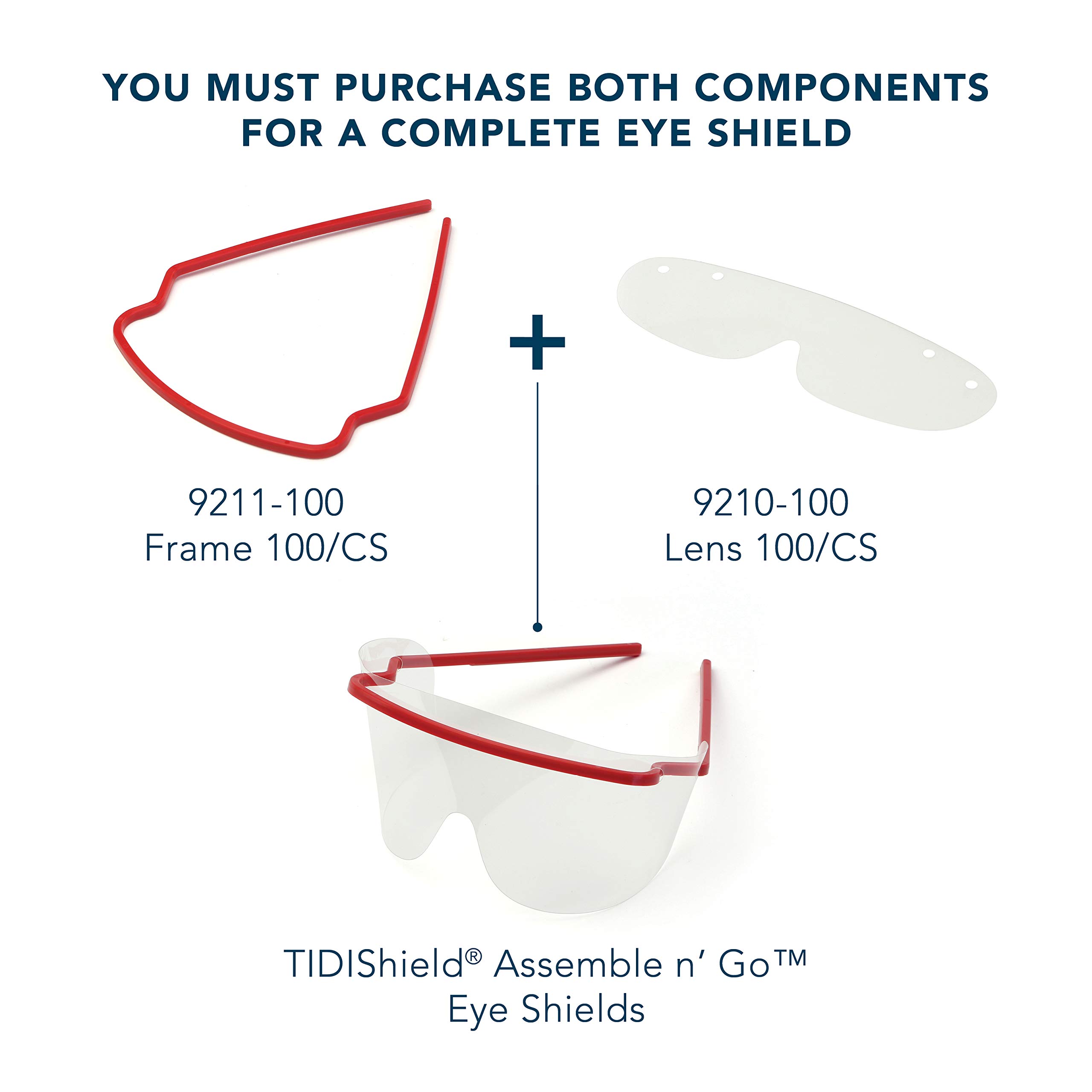 TIDIShield Assemble 'n Go Eye Shield Frames (Case of 100) - Compatible with 9210-100 Lenses - Protective Safety Eyewear PPE for Medical, Dental & Clinic Use - Pharmacy & Homecare Essential (9211-100) - Ideal for Healthcare Professionals & Infection Control
