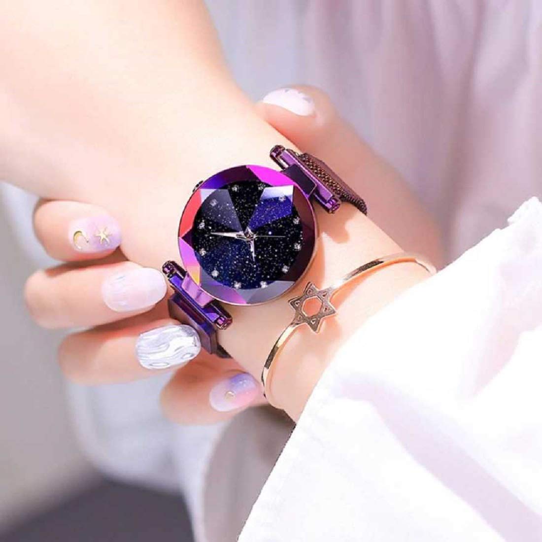 Fuerdanni Women's Luxury Mesh Magnetic Buckle Starry Sky Quartz Watch - Elegant Dress Watch for Women - Perfect for Office, Party & Special Occasions
