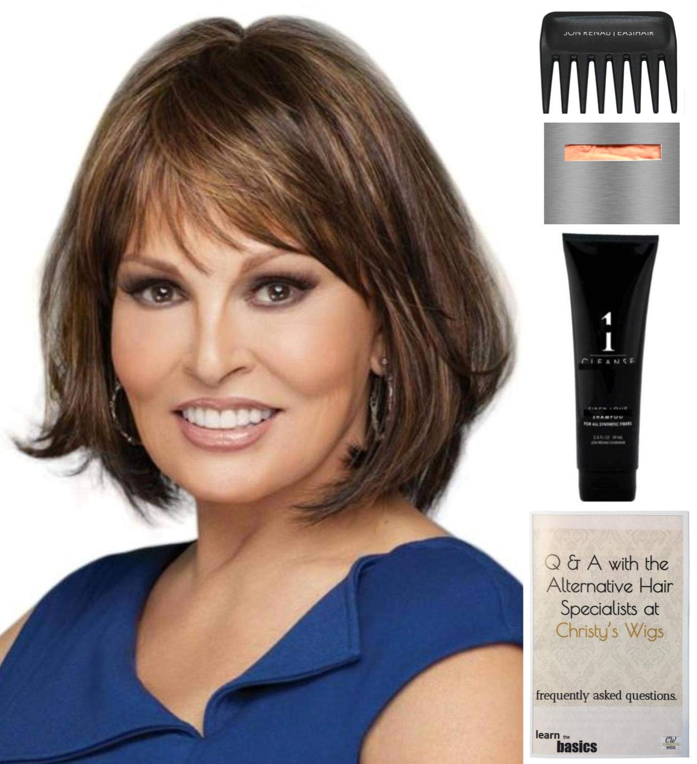 Raquel Welch Classic Cut Wig Bundle - 5 Piece Set with Christy's Wigs Q&A Booklet, Wig Shampoo, Wig Cap & Wide Tooth Comb (Color RL5660) | Perfect for Cosplay, Costume Parties & Everyday Hair Styling