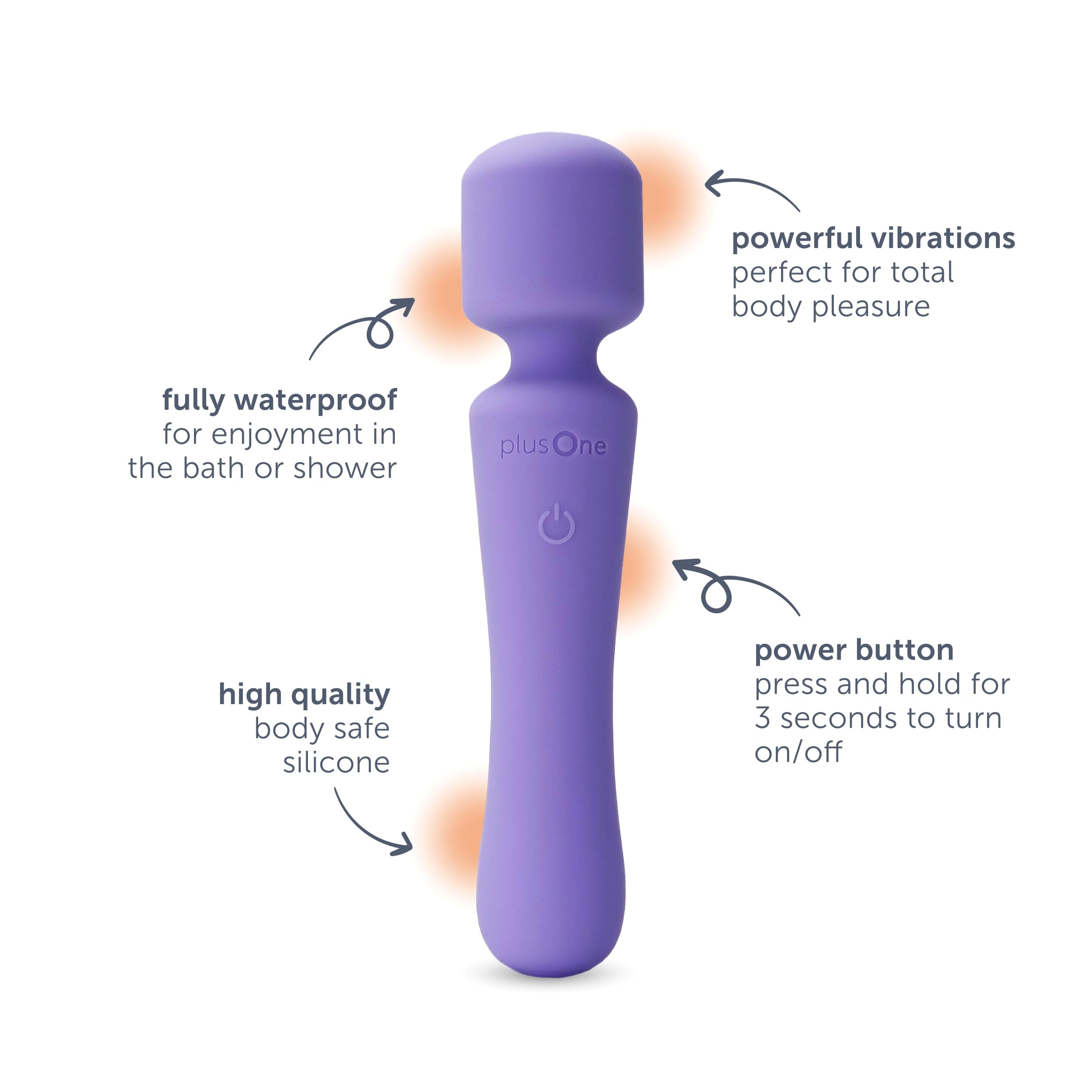 **PlusOne Rechargeable Wand Vibrator - 10 Vibration Modes, Body-Safe Silicone, Waterproof for Solo & Couples Play - Perfect for Muscle Relaxation, Stress Relief & Sensual Massage (Purple)**