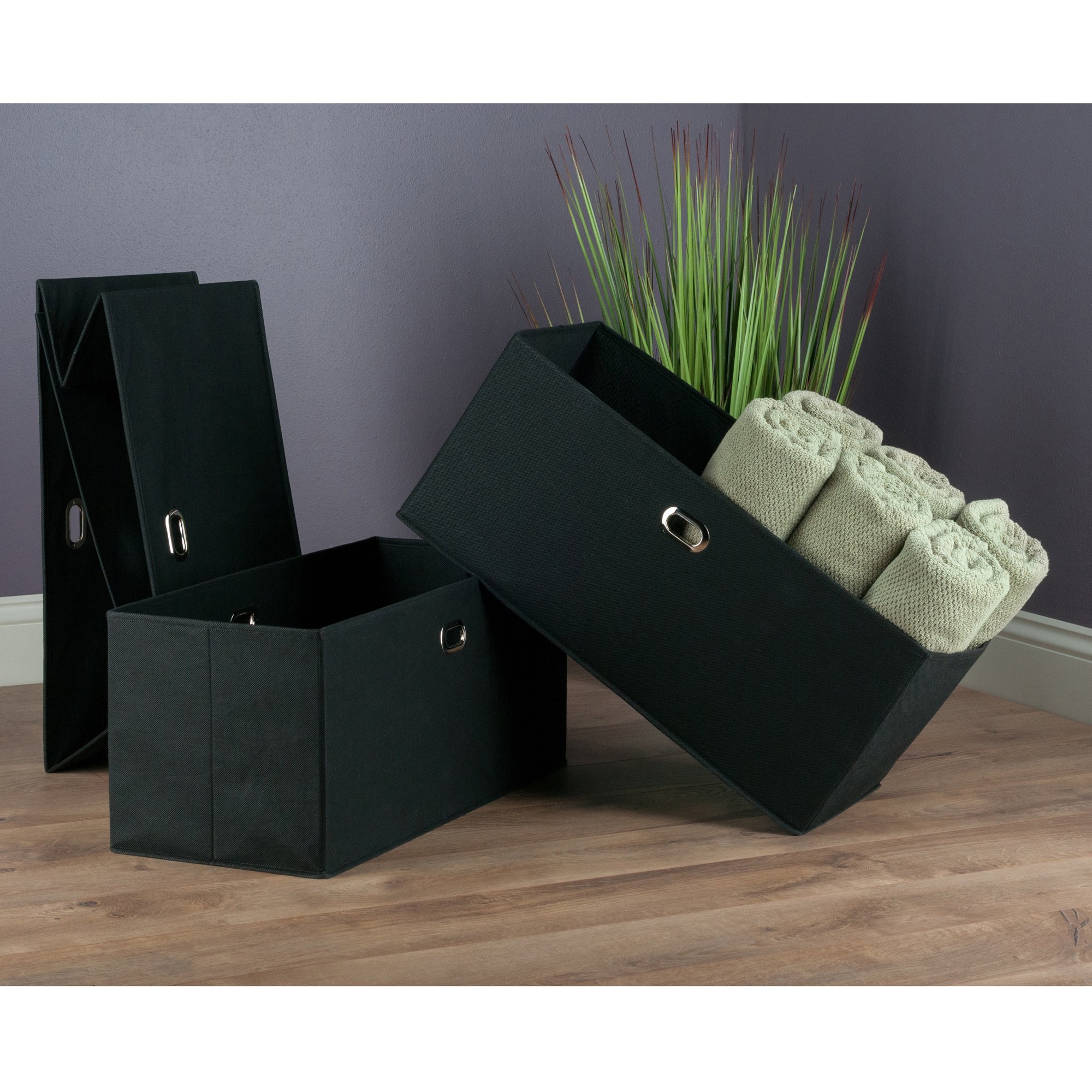 Winsome Wood Torino Black Storage Organizer for Home Office, Living Room, and Bedroom