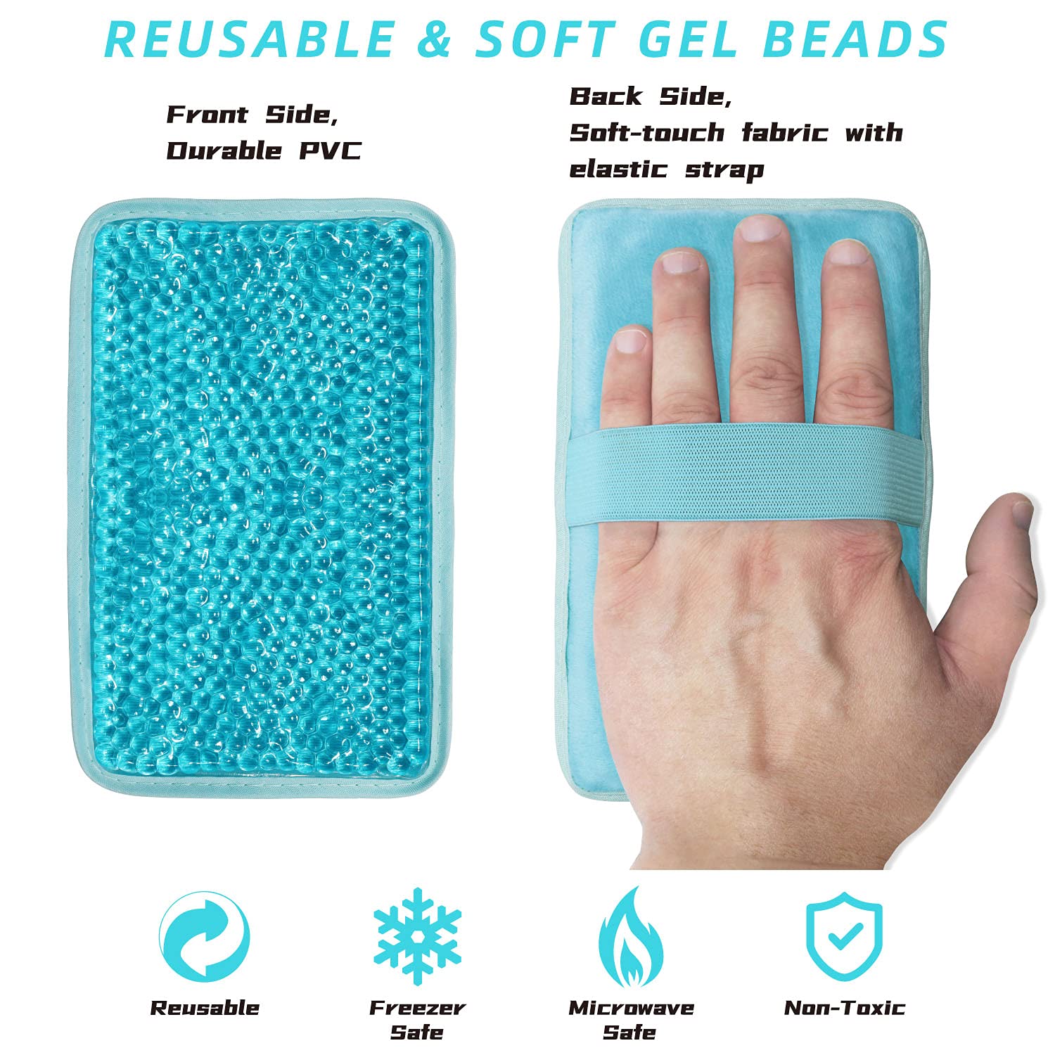 Reusable Gel Beads Ice Pack Hot & Cold Therapy Wrap for Knee, Shoulder, Back, Neck Pain Relief - Adjustable Strap for Injuries, Swelling, Wisdom Tooth (Blue, 2-Pack) - Perfect for Sports Recovery & Post-Surgery Care