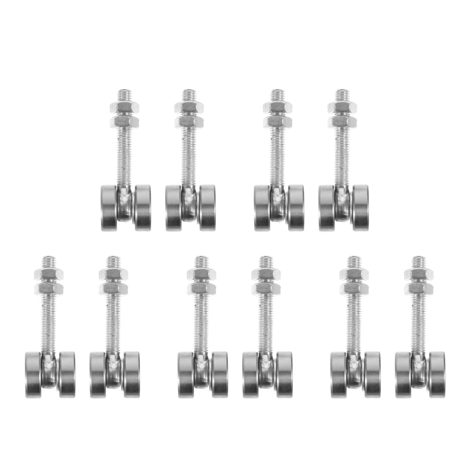 2 Pack Heavy Duty Trolley Wheels with Bearings - 10pcs M10 Bolts for 1-5/8