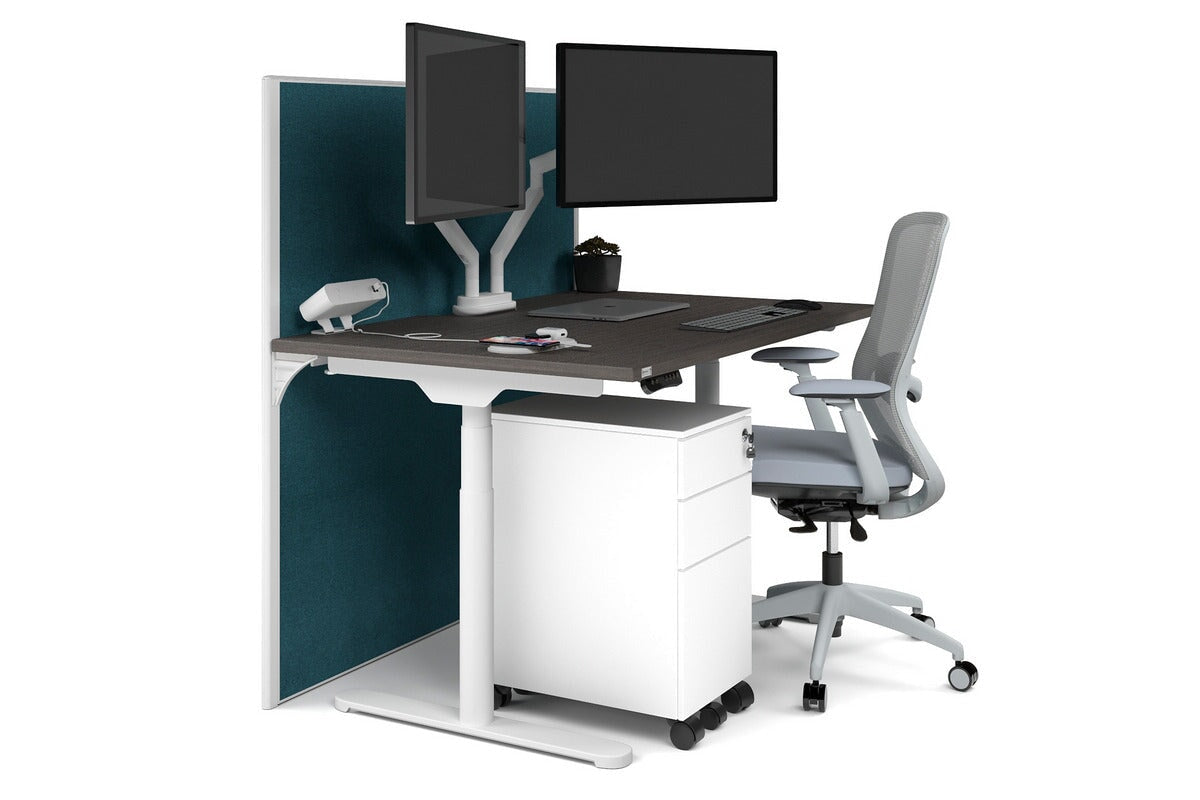 Flexi Premium Height Adjustable Single Workstation Desk - 1200L x 800W with Cable Management Scallop | Ergonomic Standing Desk for Home Office & Workspace