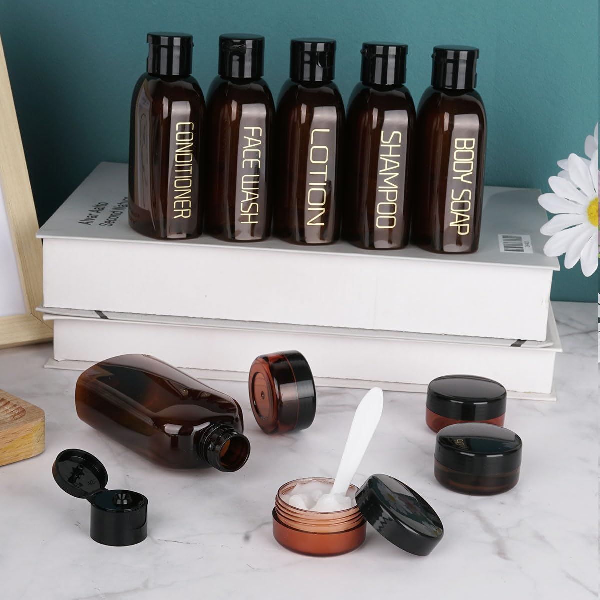 10PCS TSA Approved Leakproof Travel Bottles for Toiletries - Refillable Squeeze Bottles & Cream Jars for Shampoo, Lotion & Cosmetics | Perfect for Air Travel, Gym, Camping & Vacation Essentials