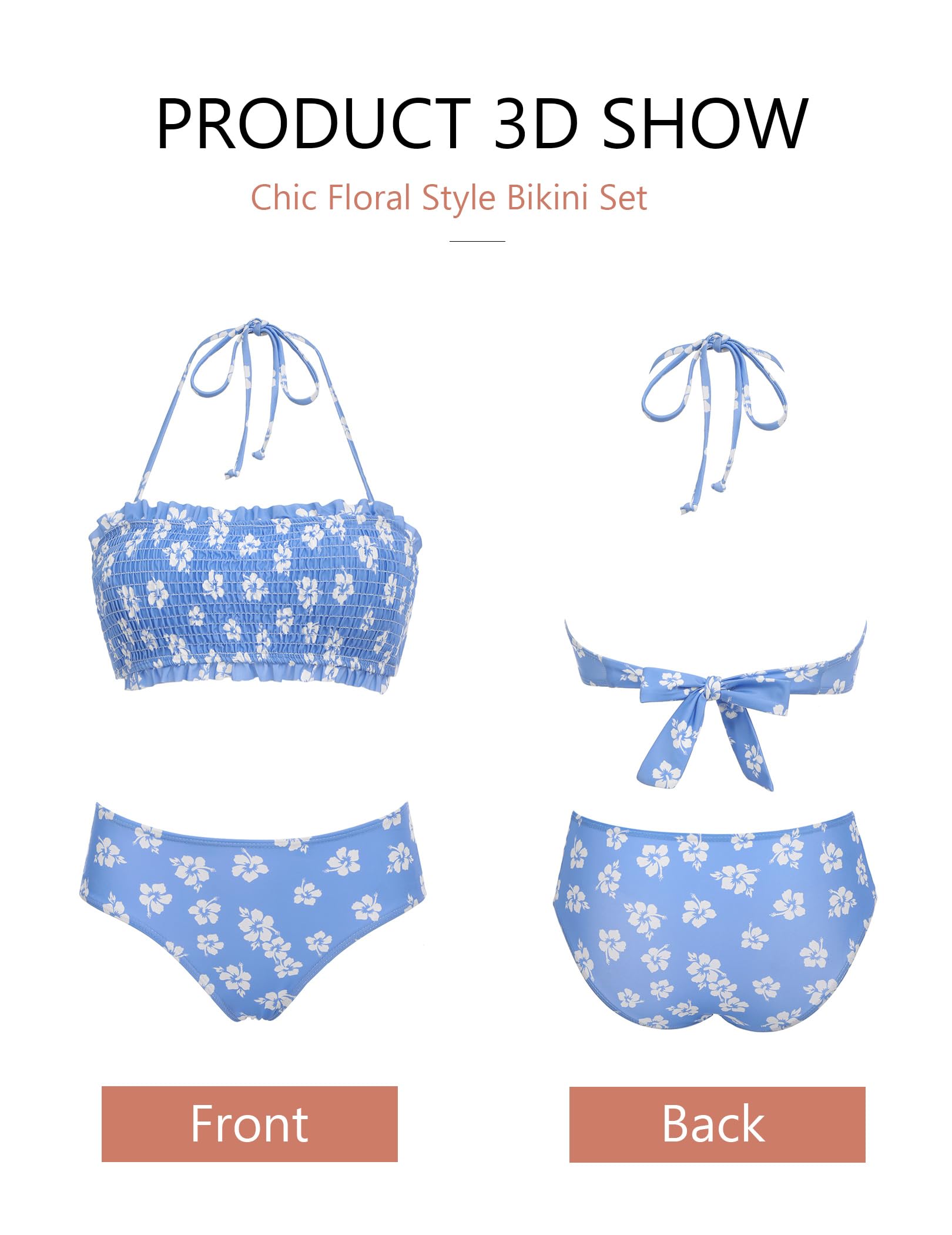AI'MAGE Women's Floral Bikini Set - Two Piece Swimsuits with Removable Straps | Summer Beachwear, Pool Party & Vacation Swimwear 2024
