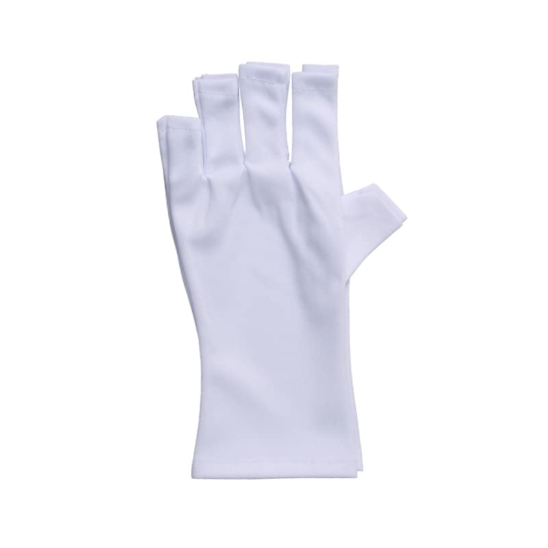 UV Protection Fingerless Gloves for Gel Manicures - 1 Pair White Nail UV Shield Sleeves (8.7