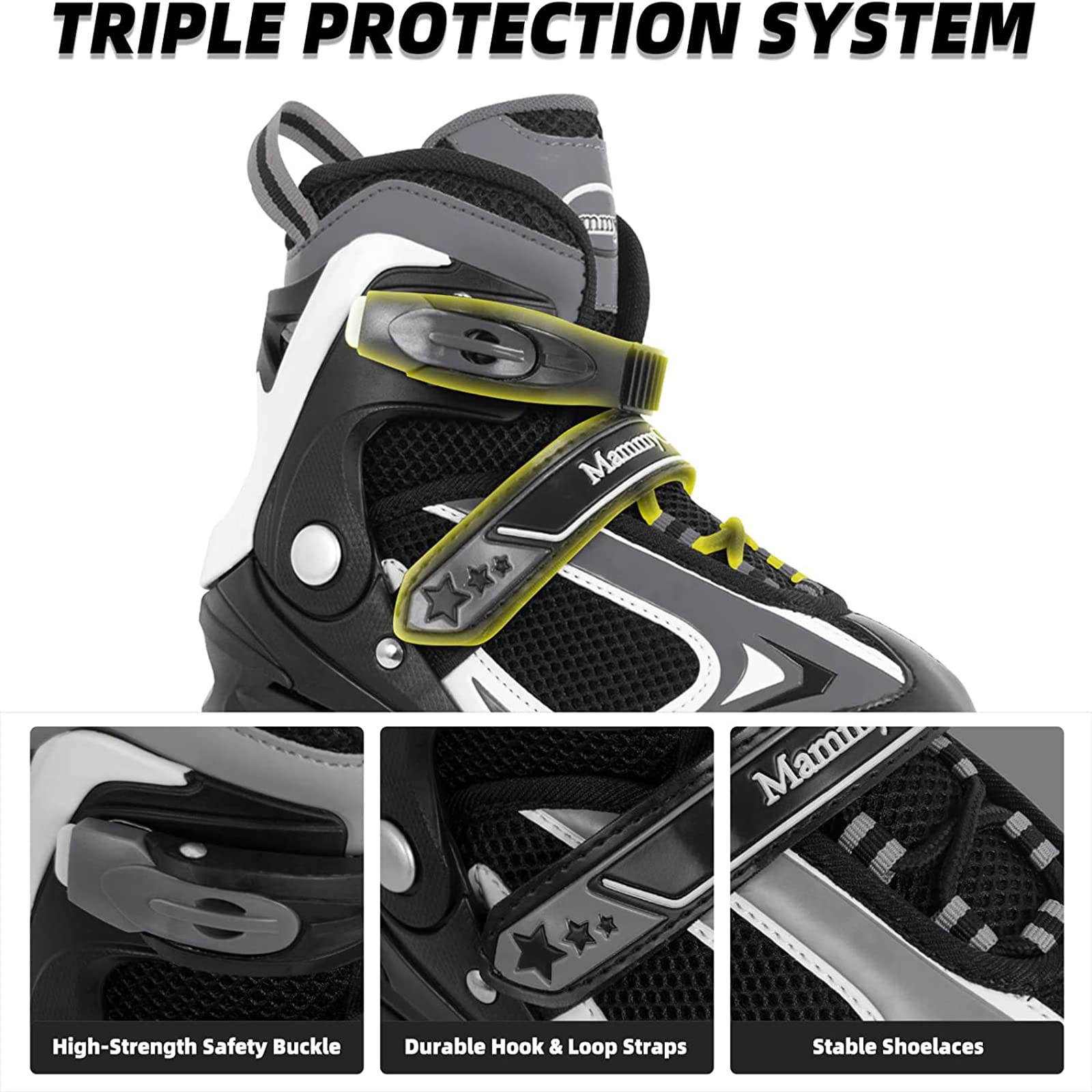 **MammyGol Adjustable Kids Inline Skates with LED Light-Up Wheels - Perfect for Boys & Girls - Ideal for Outdoor Play, Roller Rinks & Birthday Gifts**