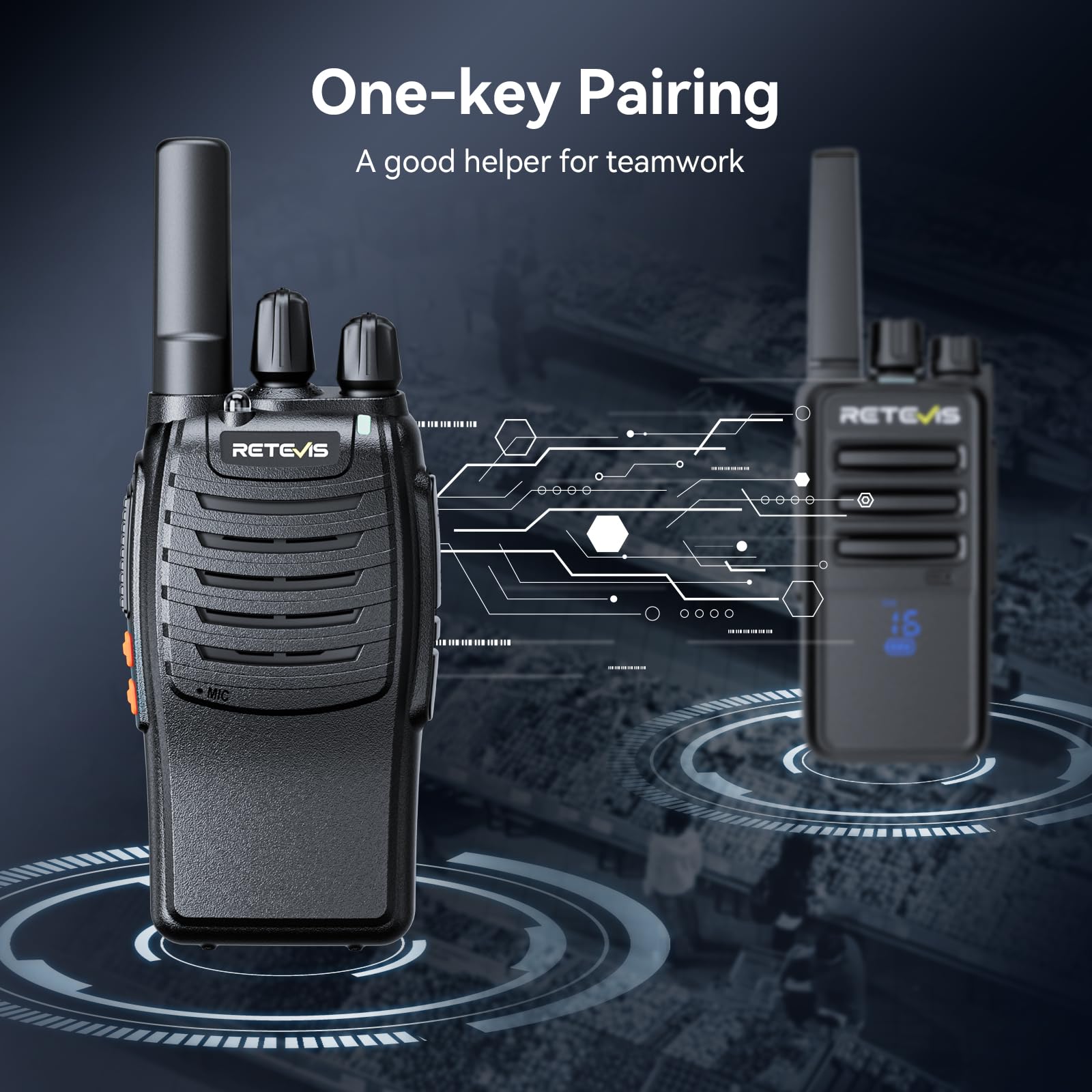Retevis H777 Long Range Walkie Talkies - 5 Pack Rechargeable Two Way Radios with Separate Charging Dock & Built-in Flashlight | FRS Durable Communication for Construction Sites, Factories, Warehouses, Outdoor Adventures & Emergency Preparedness