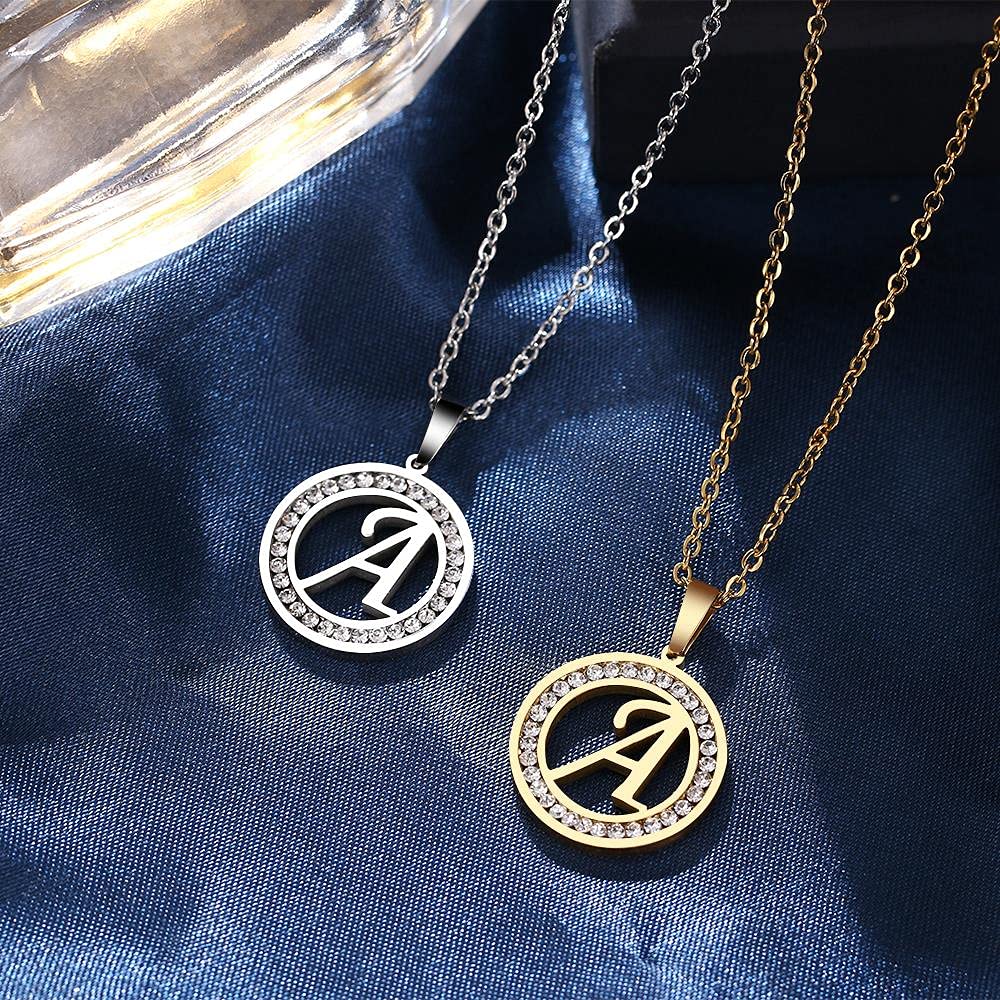 Elegant Gold & Silver Plated Initial Necklace for Women - Personalized 26 Letters Crystal Round Pendant Jewelry Gift for Her | Perfect for Birthdays, Anniversaries & Everyday Wear